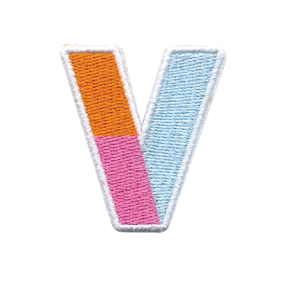 Picture of V Initial Color Block Sticker Patch