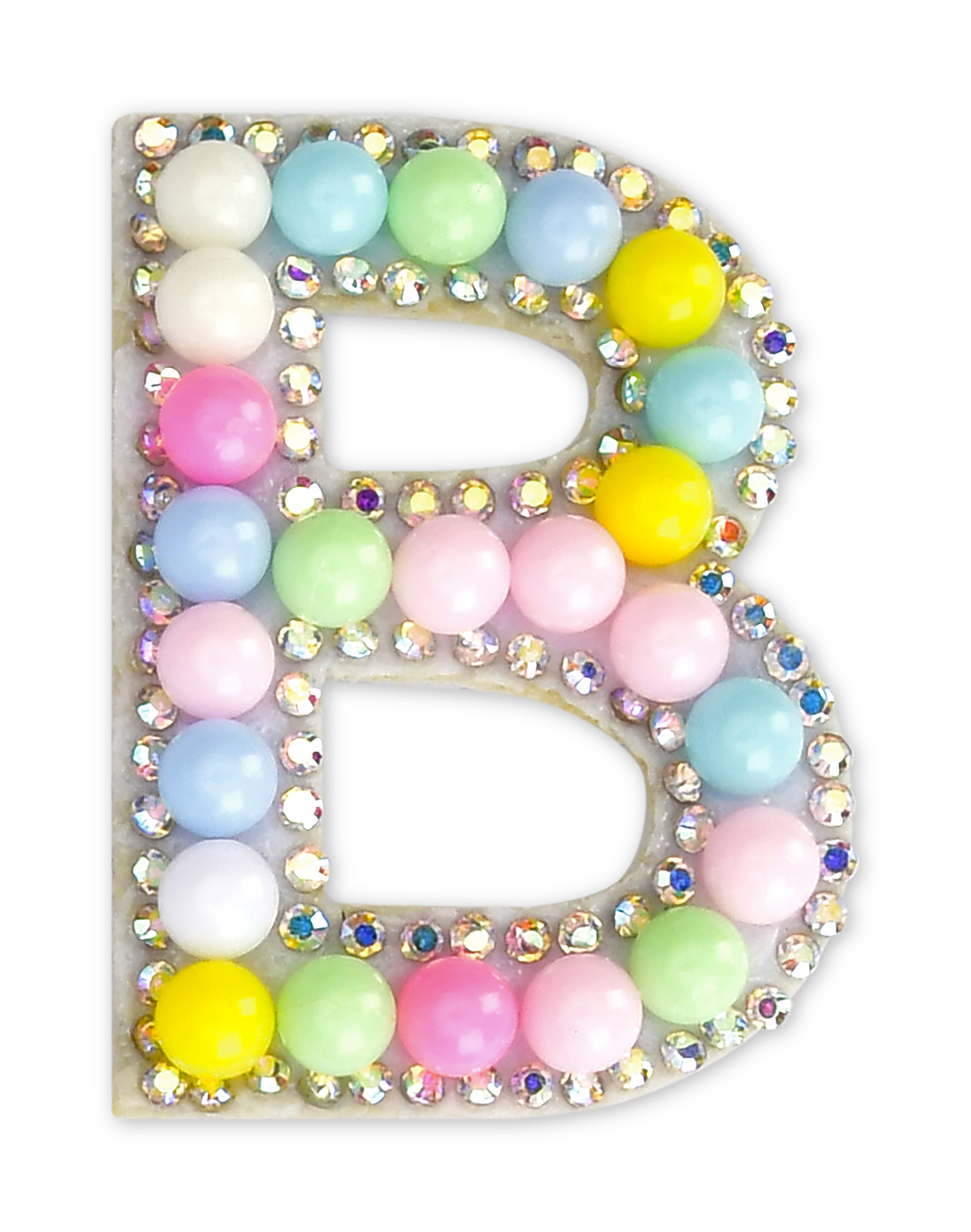 Picture of B Alphabet Pastel Bead Iron On Patch