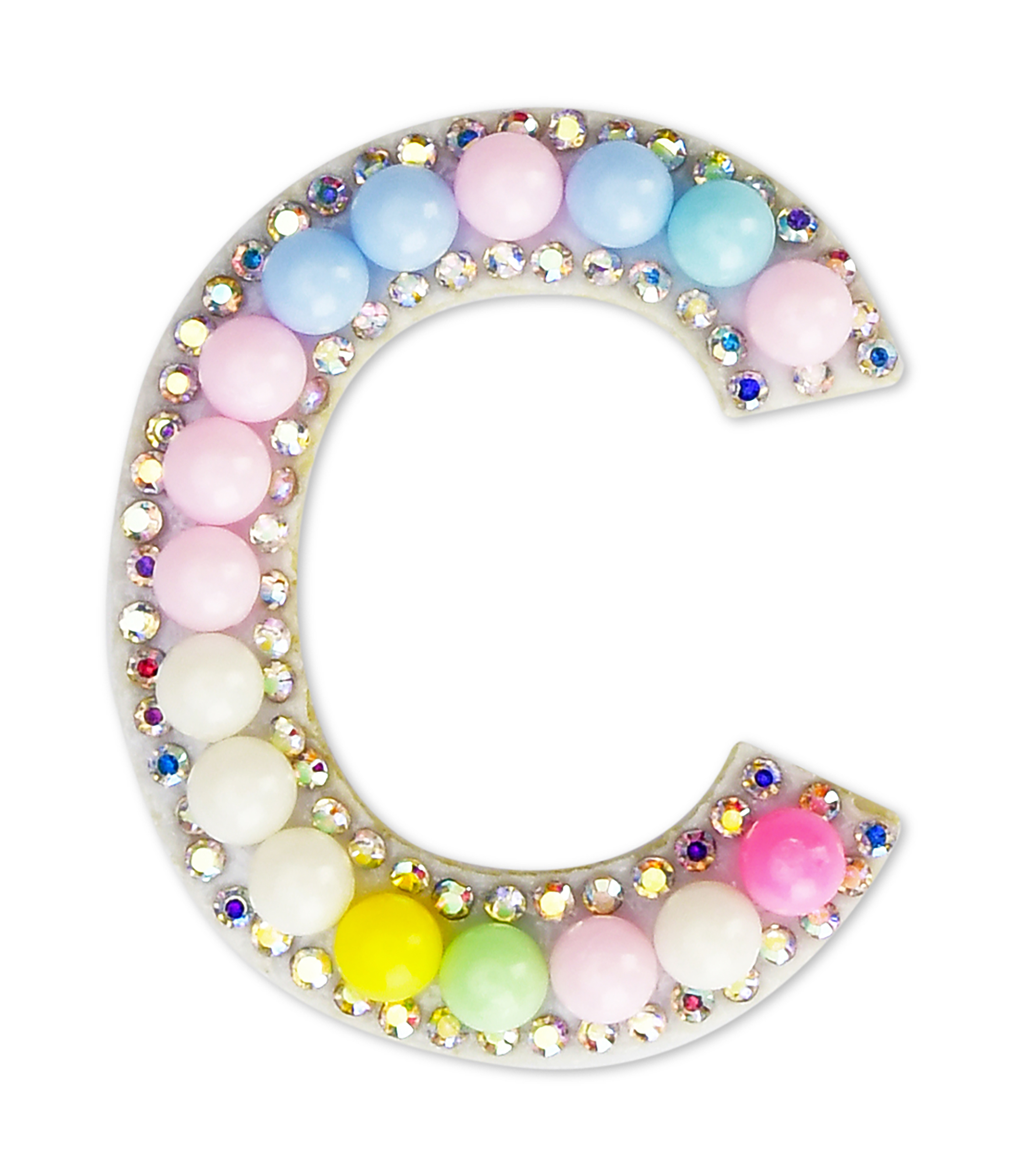Picture of C Alphabet Pastel Bead Iron On Patch