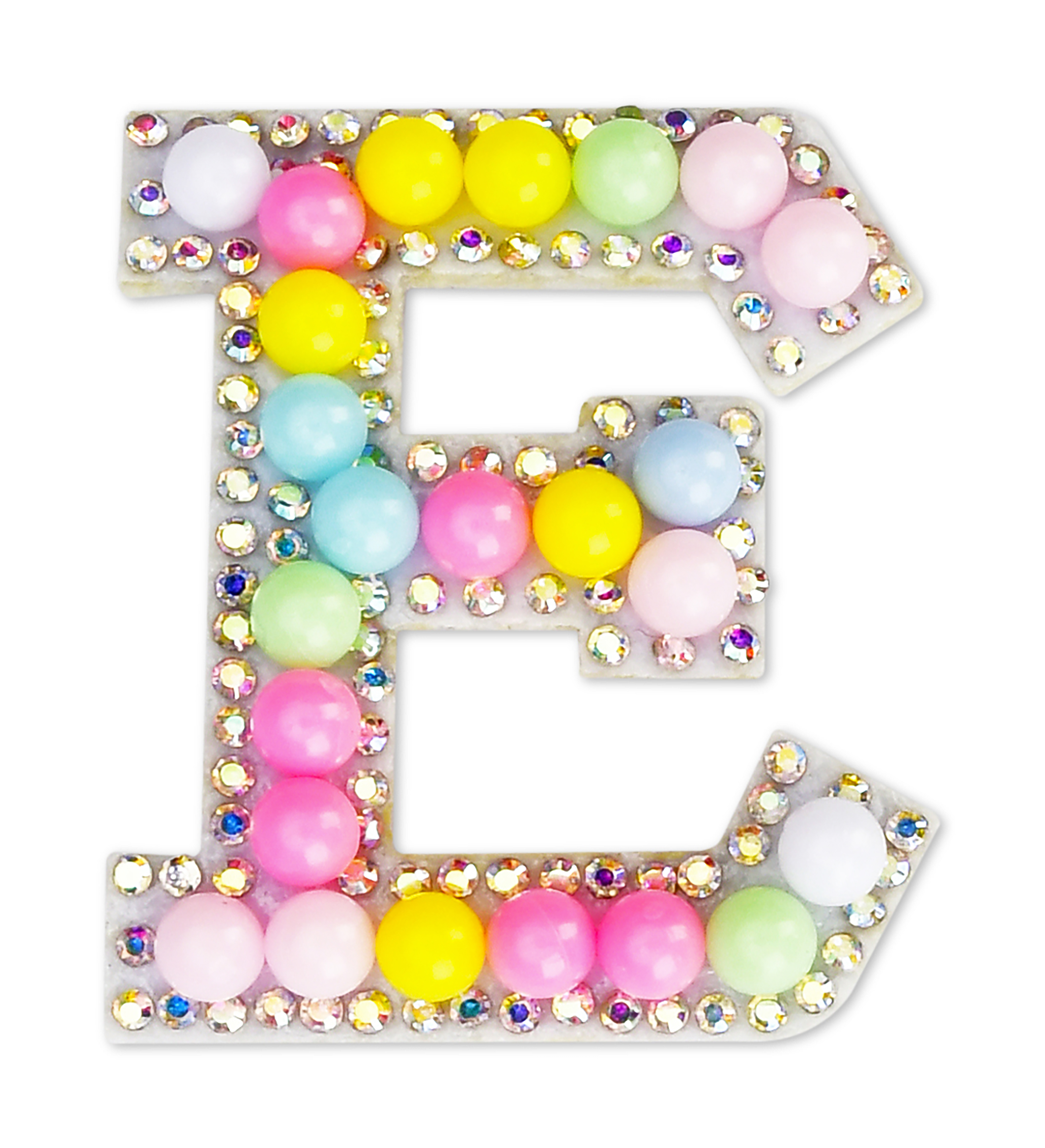 Picture of E Alphabet Pastel Bead Iron On Patch
