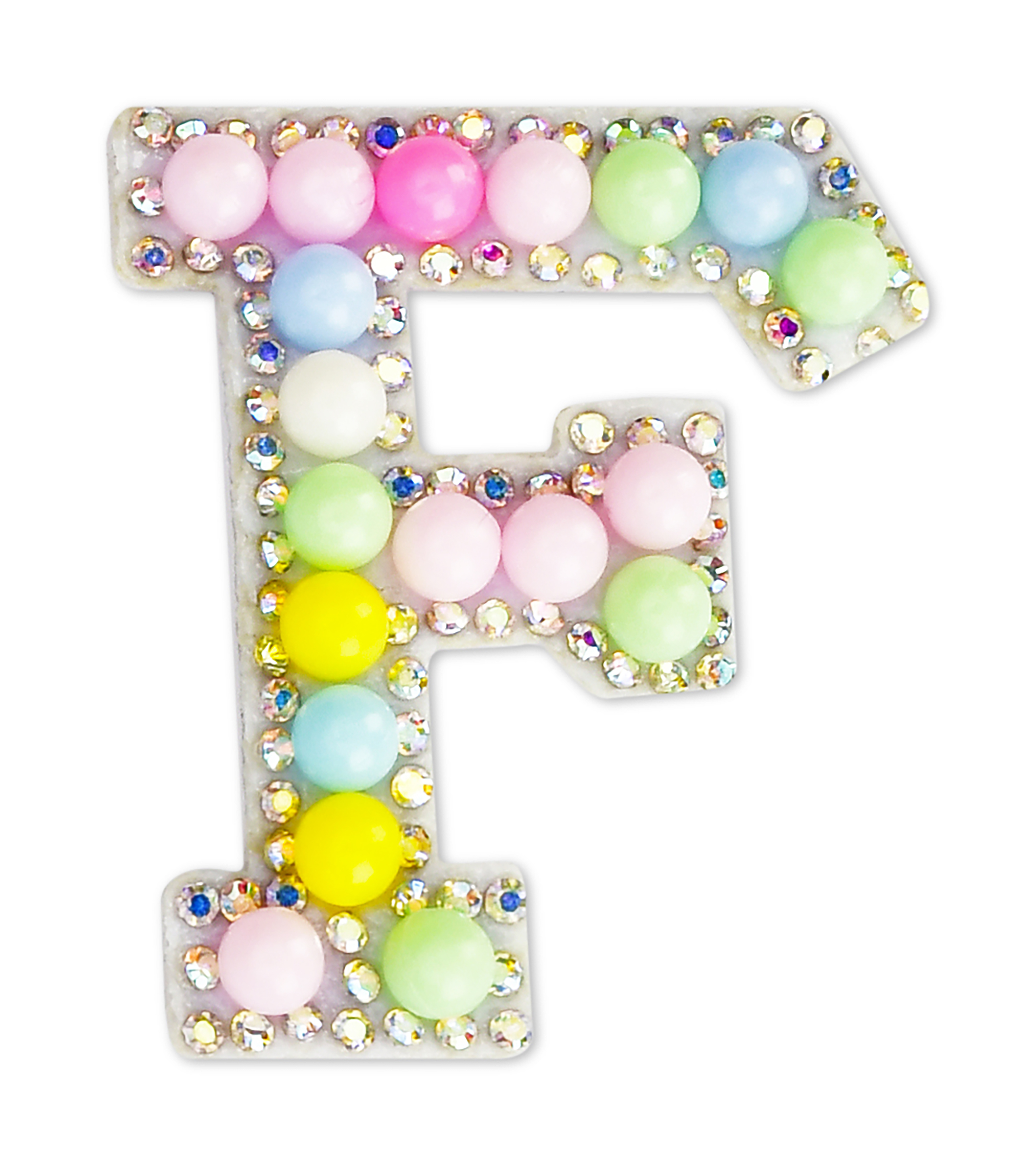 Picture of F Alphabet Pastel Bead Iron On Patch