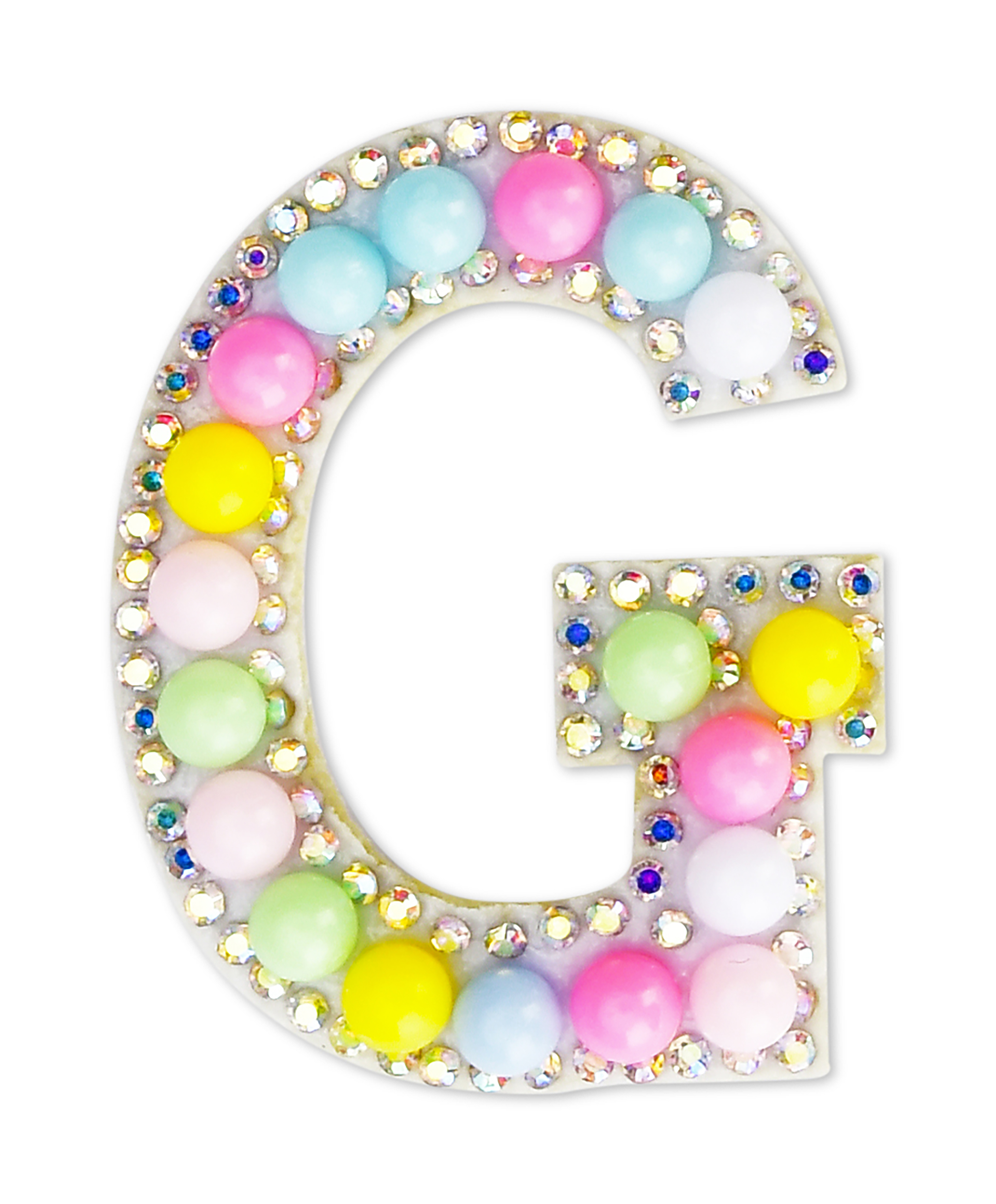Picture of G Alphabet Pastel Bead Iron On Patch