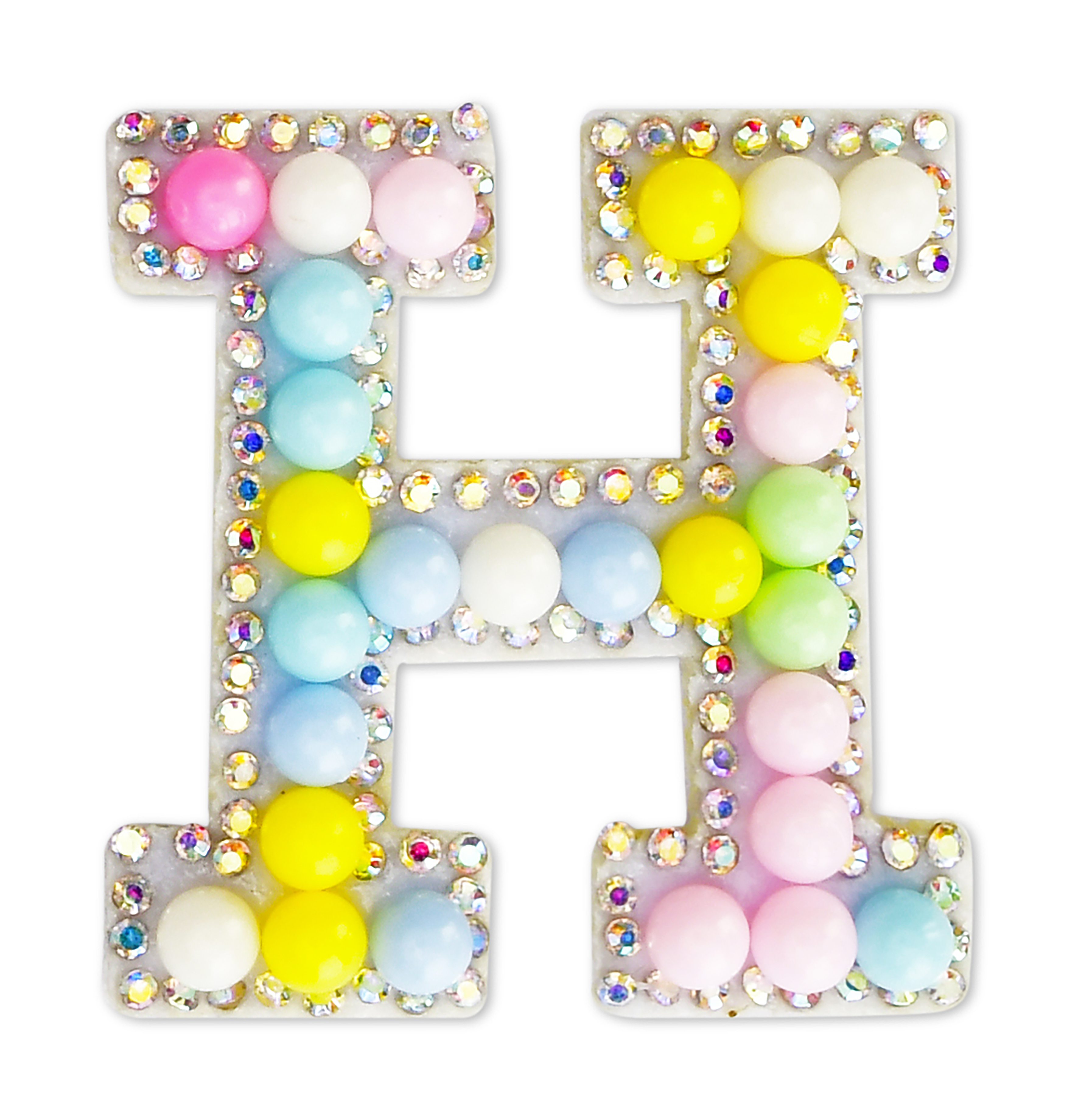Picture of H Alphabet Pastel Bead Iron On Patch