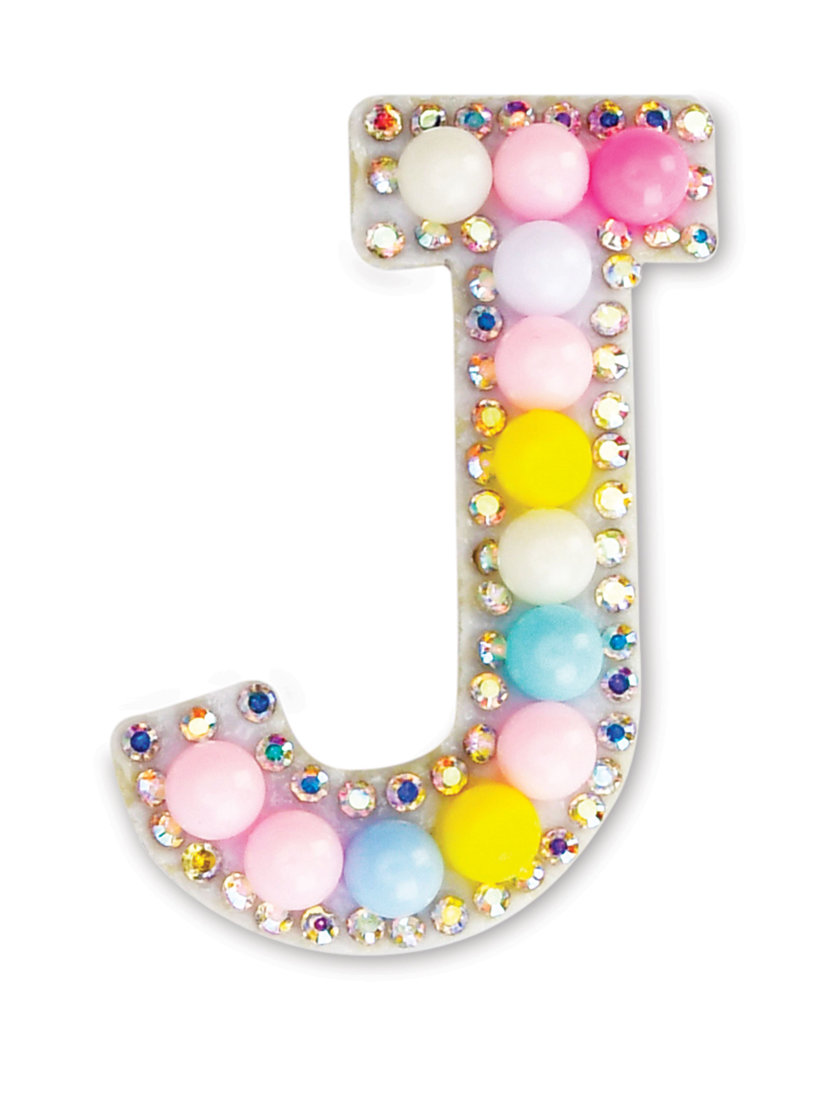Picture of J Alphabet Pastel Bead Iron On Patch