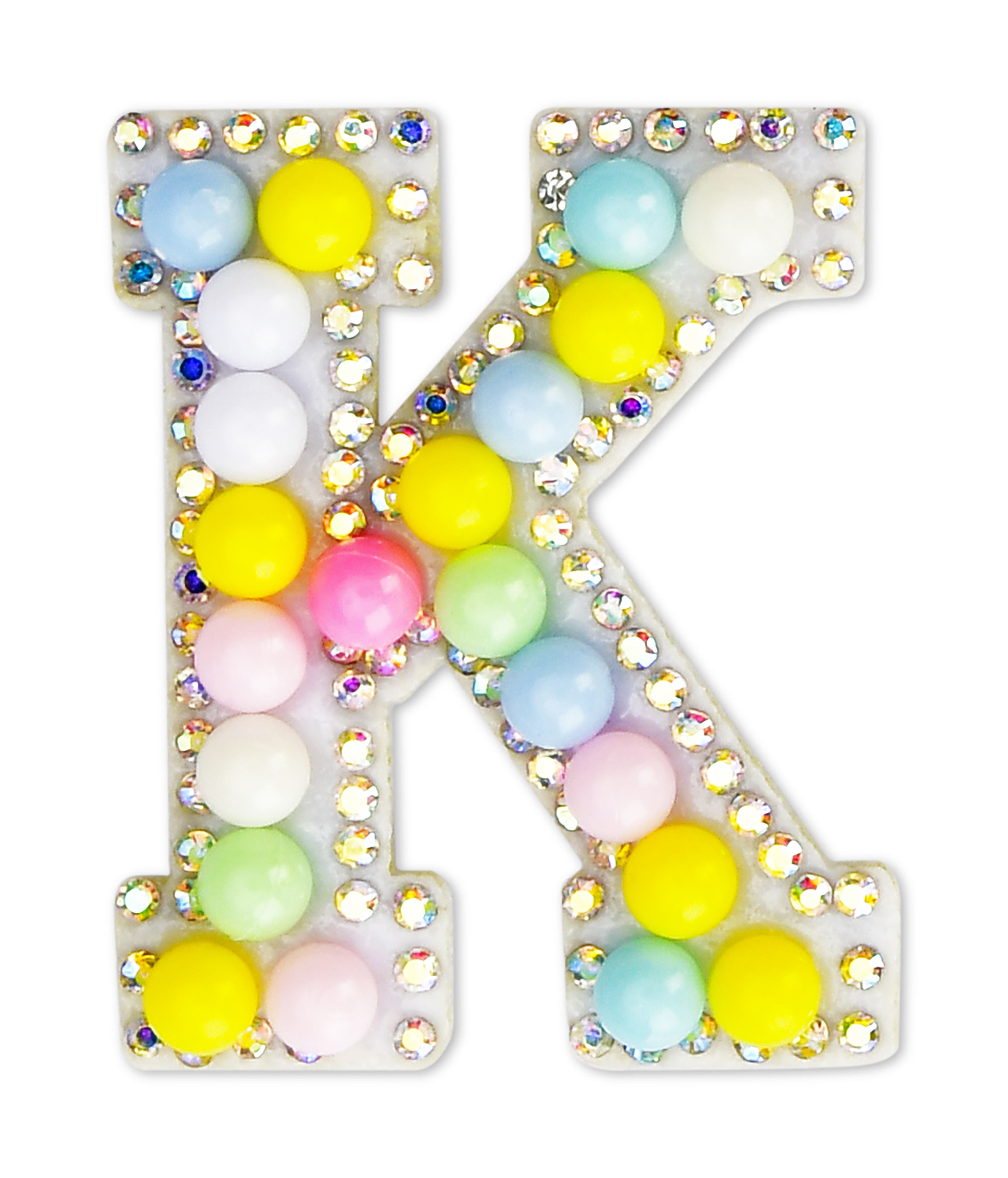 Picture of K Alphabet Pastel Bead Iron On Patch