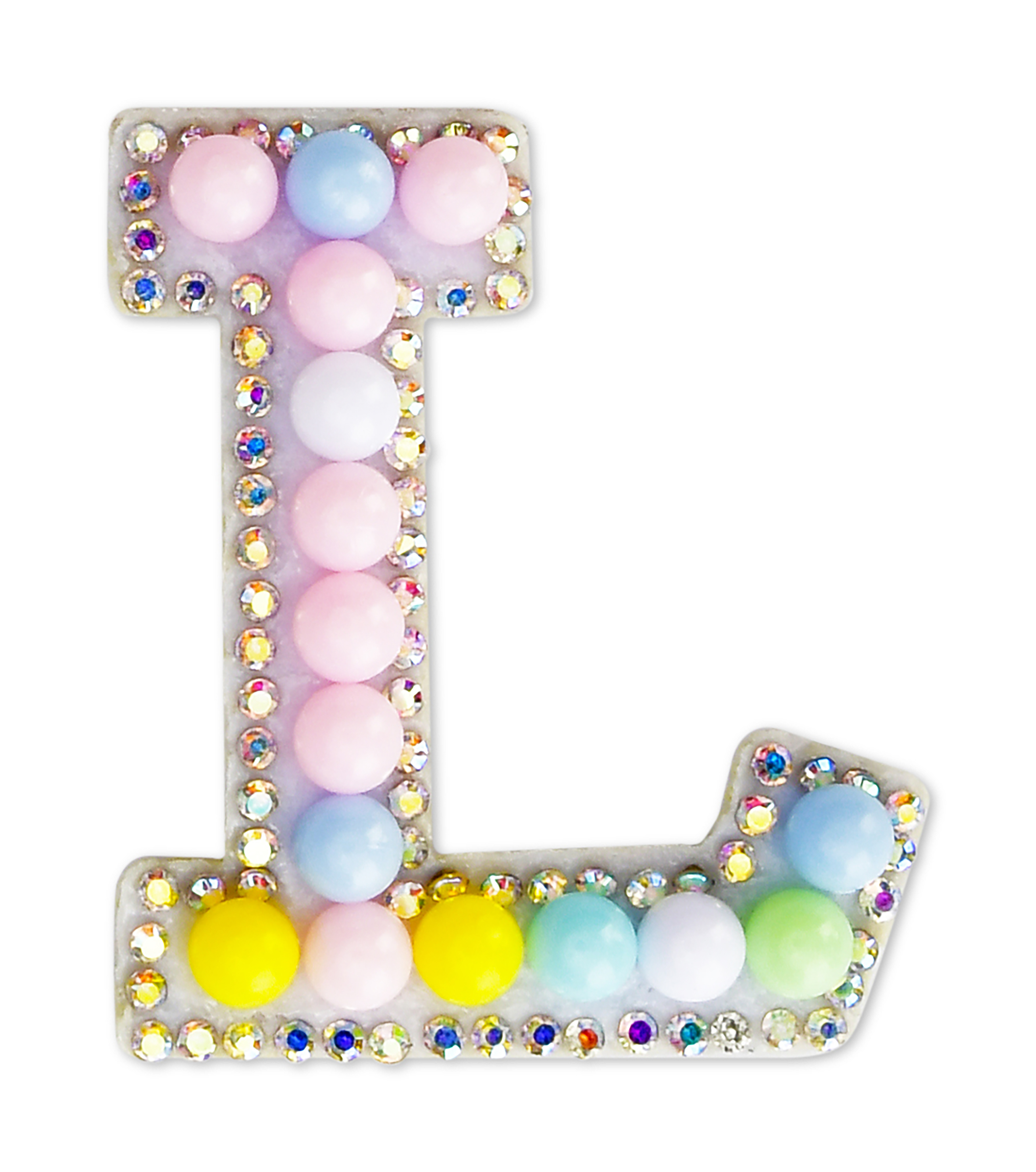 Picture of L Alphabet Pastel Bead Iron On Patch