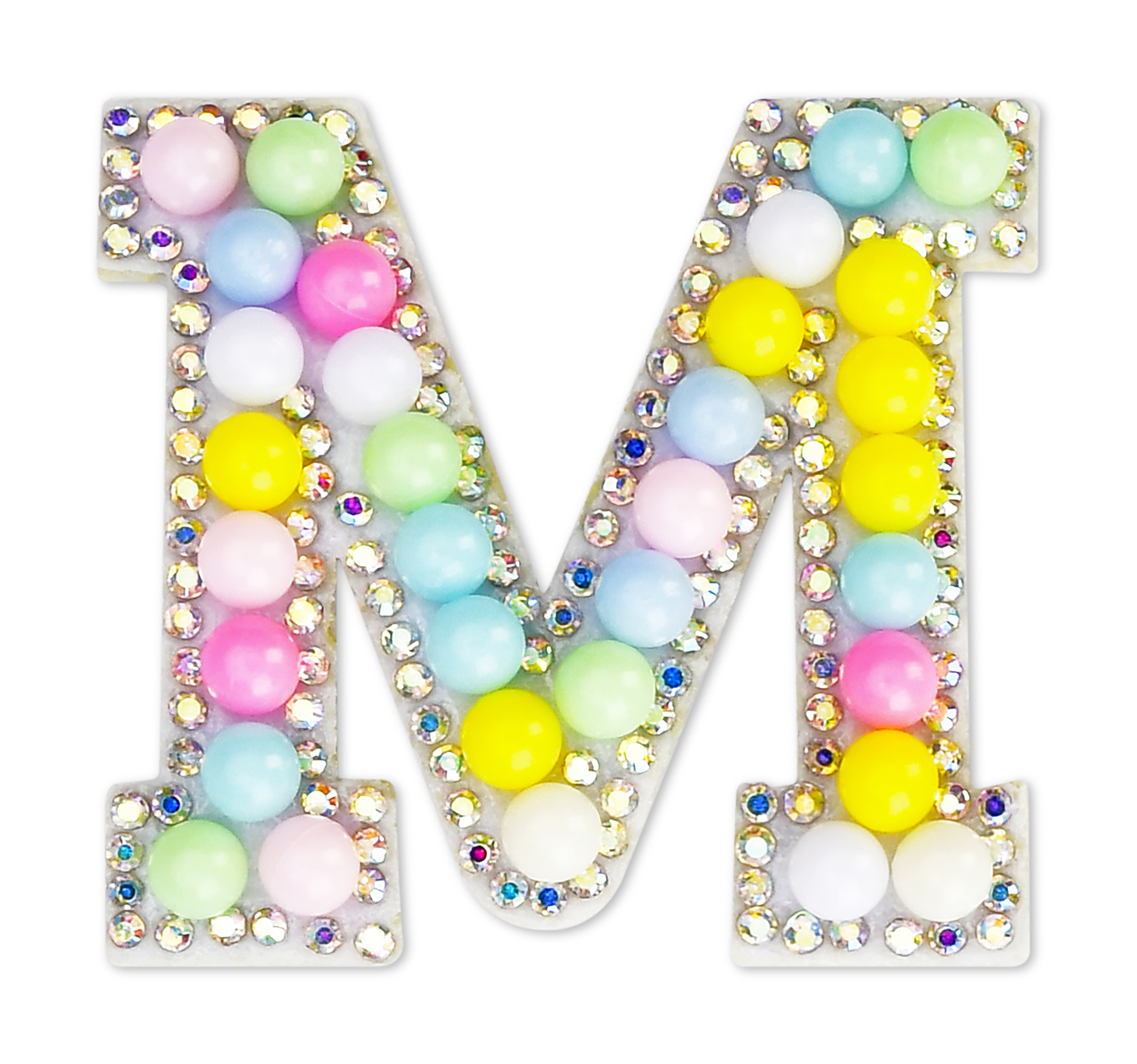 Picture of M Alphabet Pastel Bead Iron On Patch