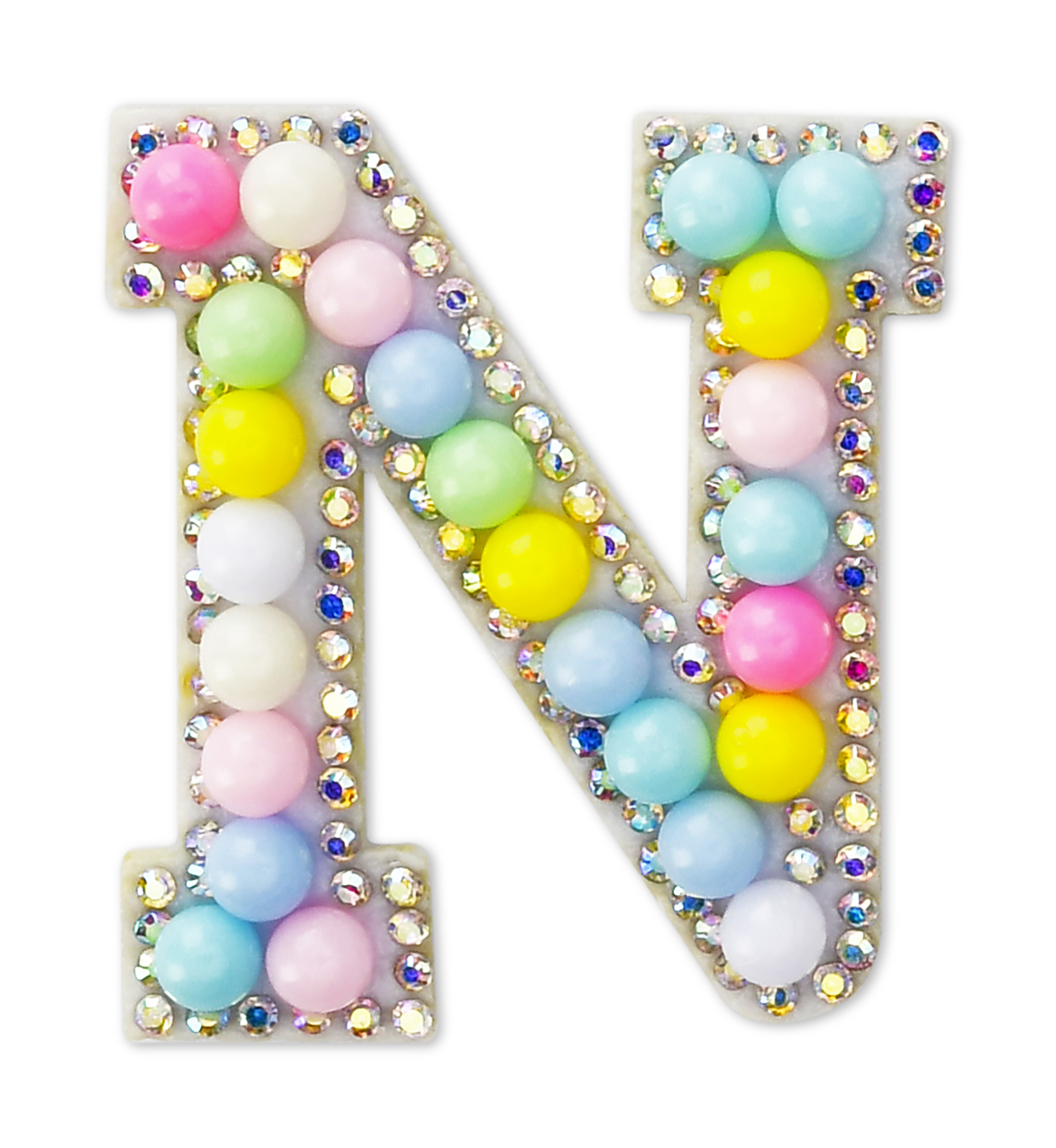 Picture of N Alphabet Pastel Bead Iron On Patch