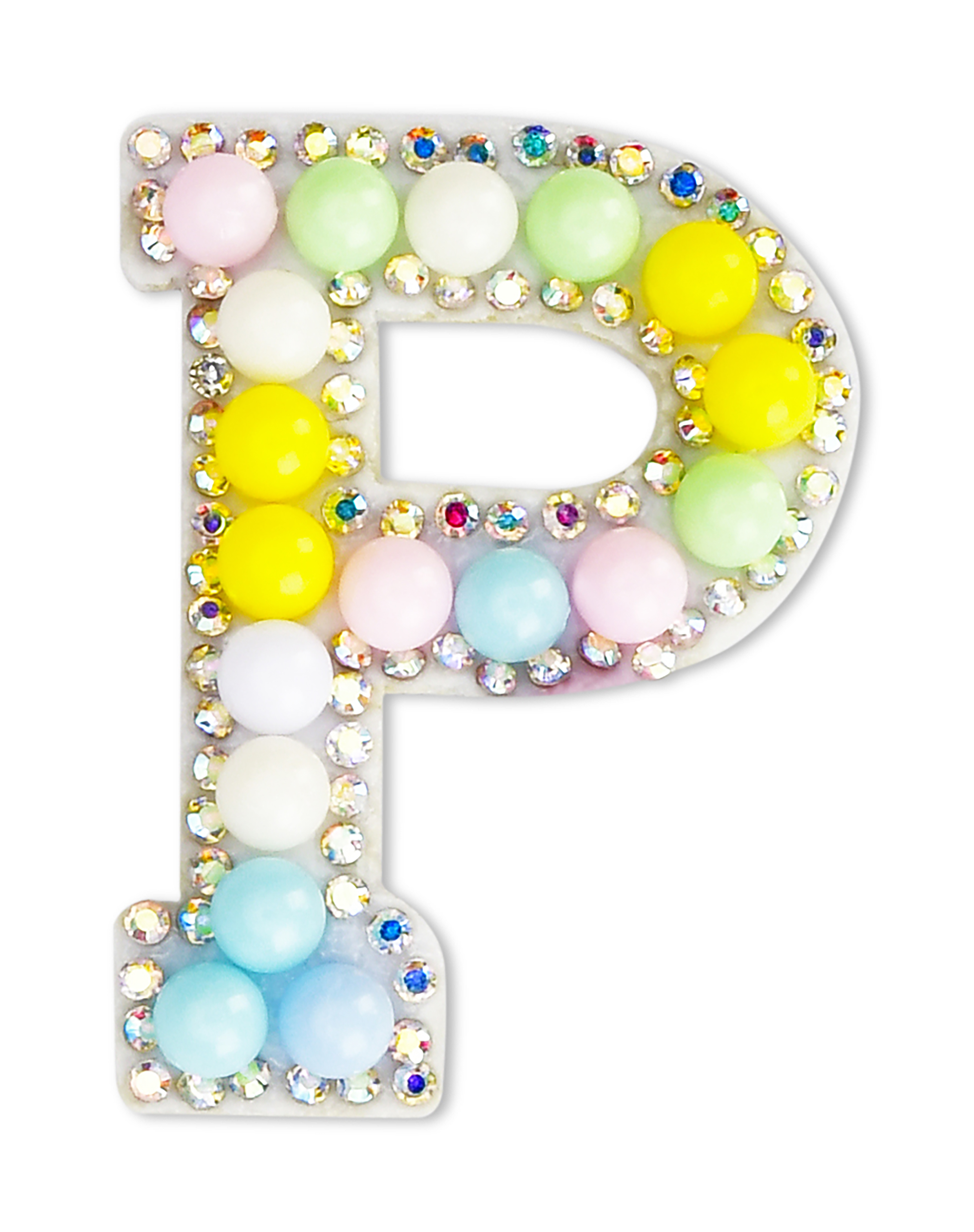 Picture of P Alphabet Pastel Bead Iron On Patch