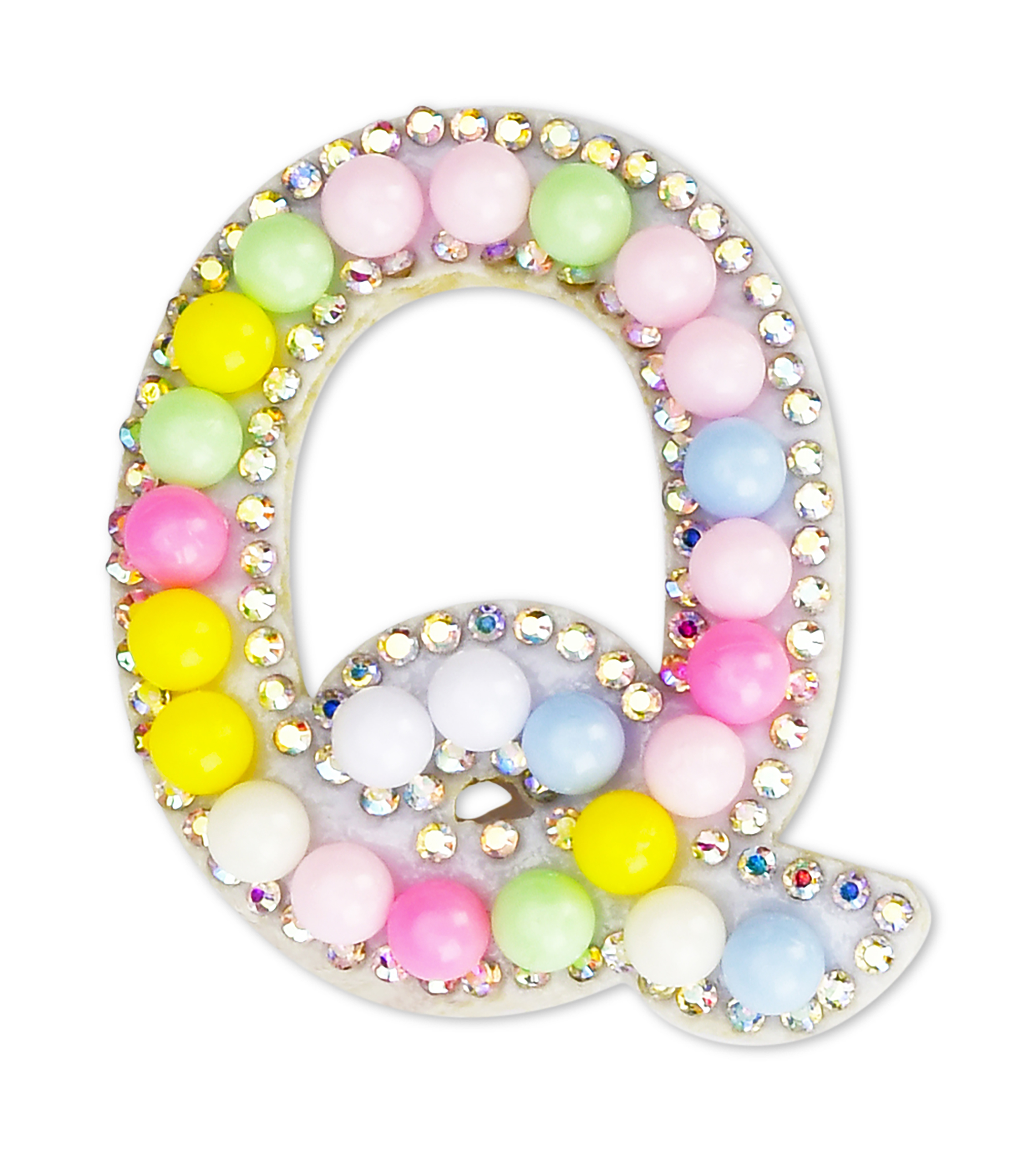 Picture of Q Alphabet Pastel Bead Iron On Patch