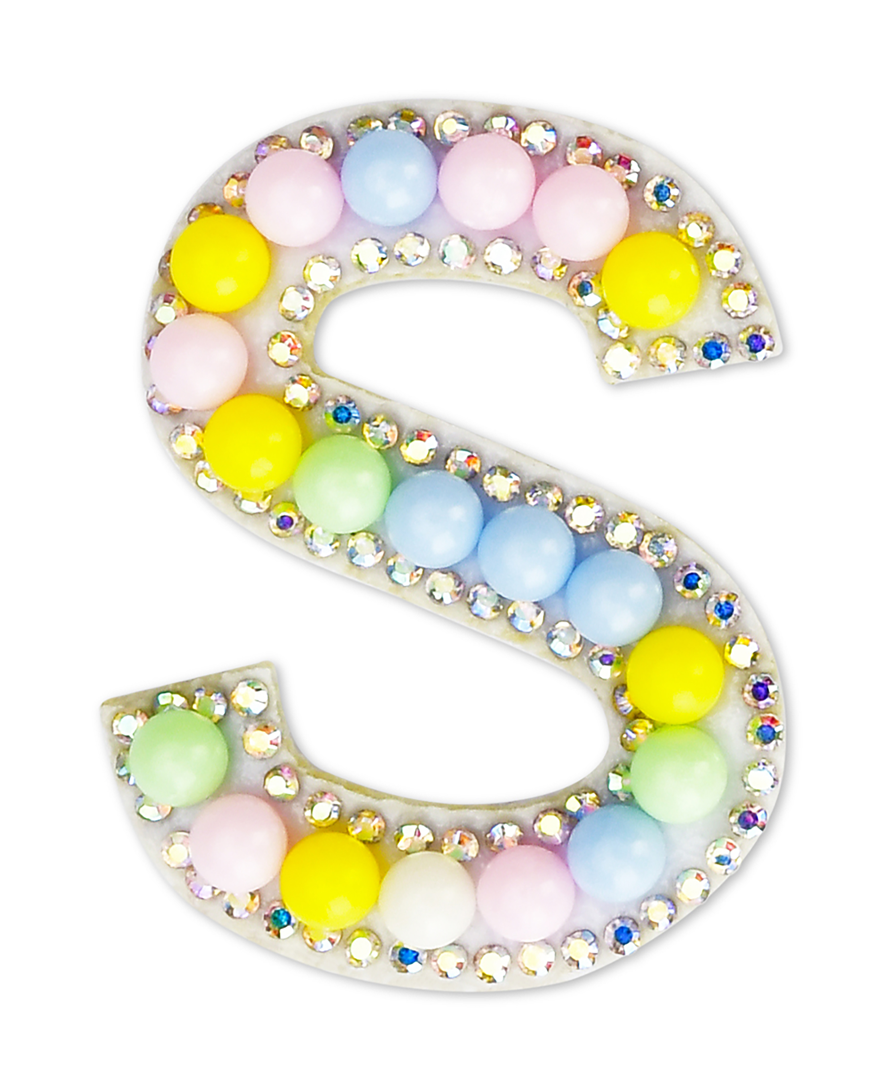 Picture of S Alphabet Pastel Bead Iron On Patch