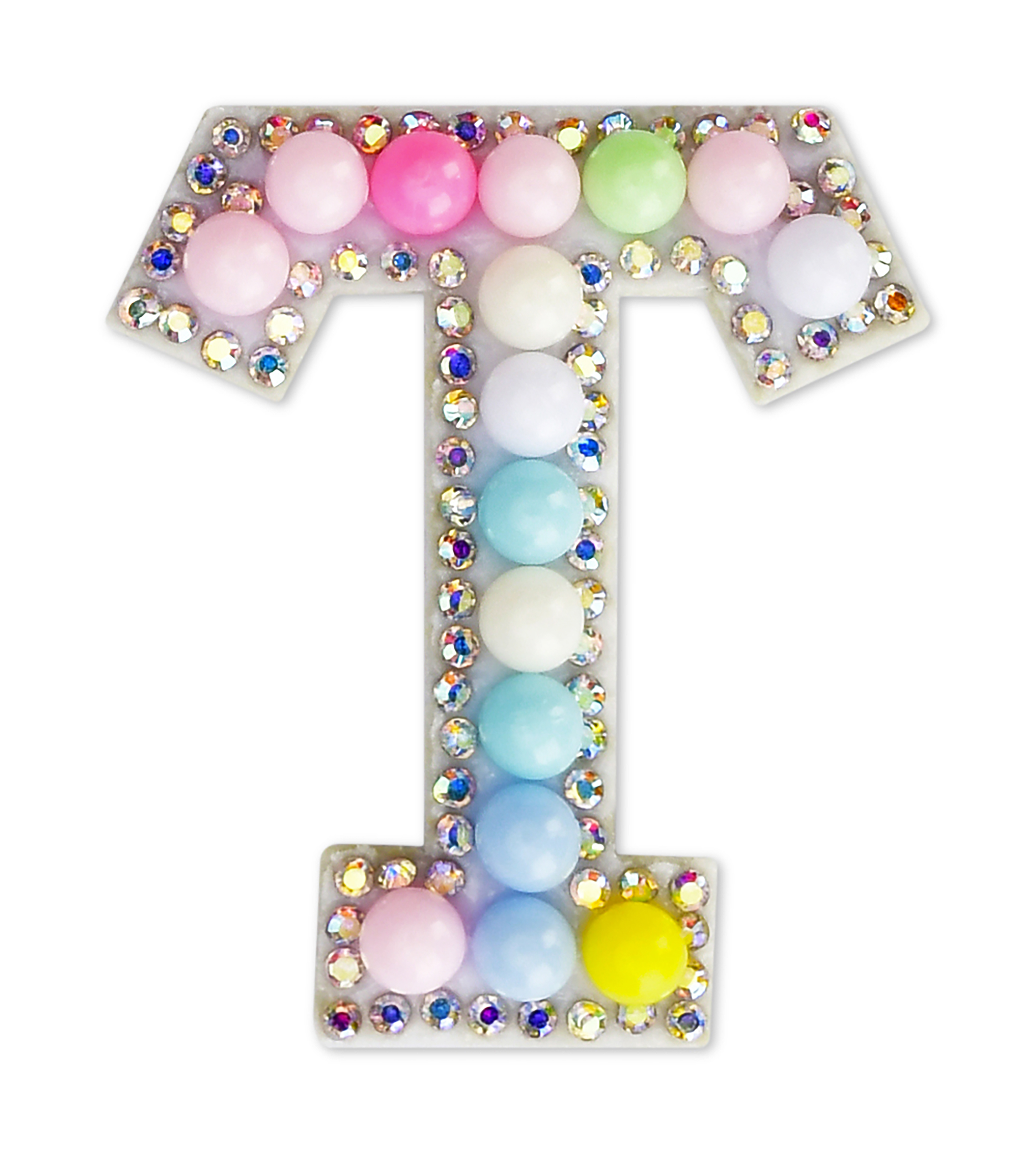 Picture of T Alphabet Pastel Bead Iron On Patch