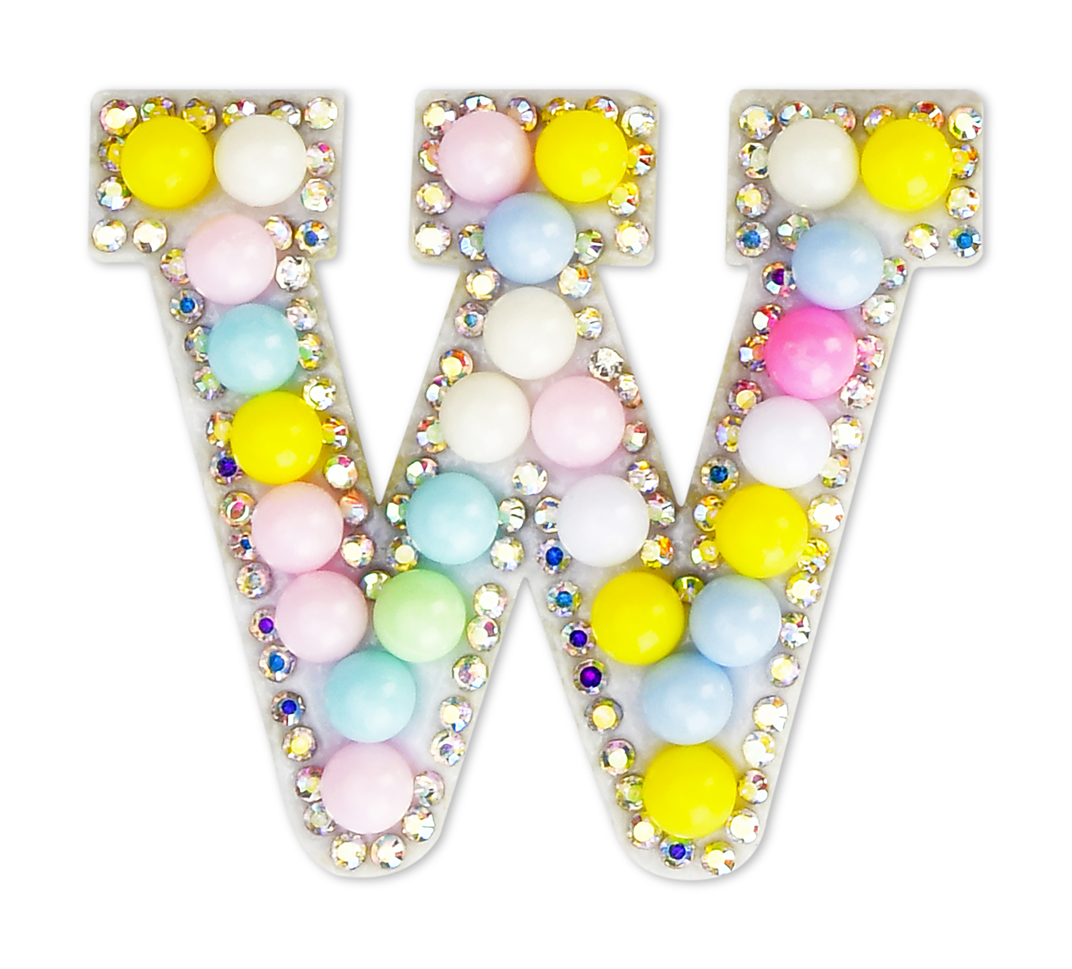 Picture of W Alphabet Pastel Bead Iron On Patch