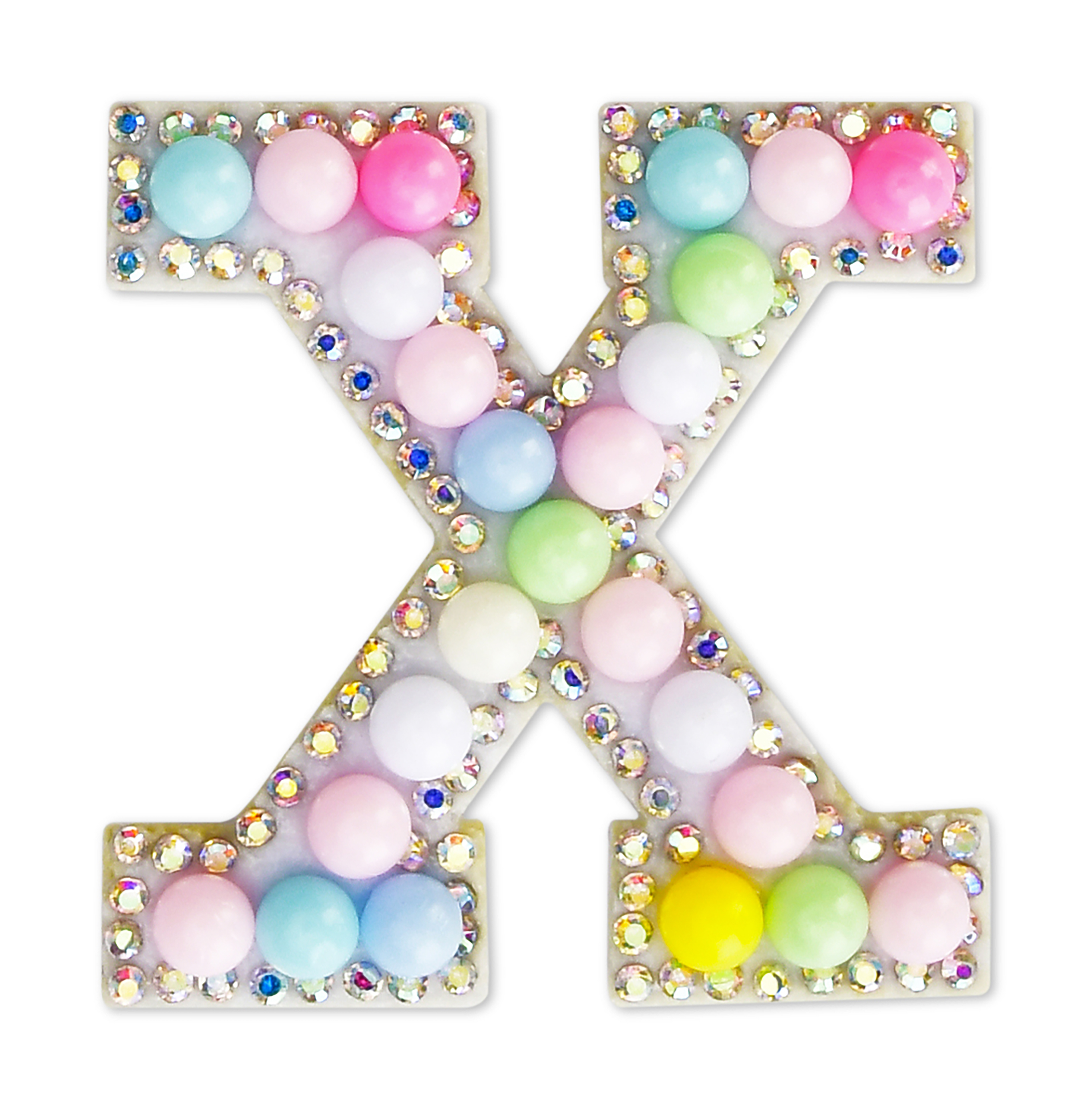 Picture of X Alphabet Pastel Bead Iron On Patch