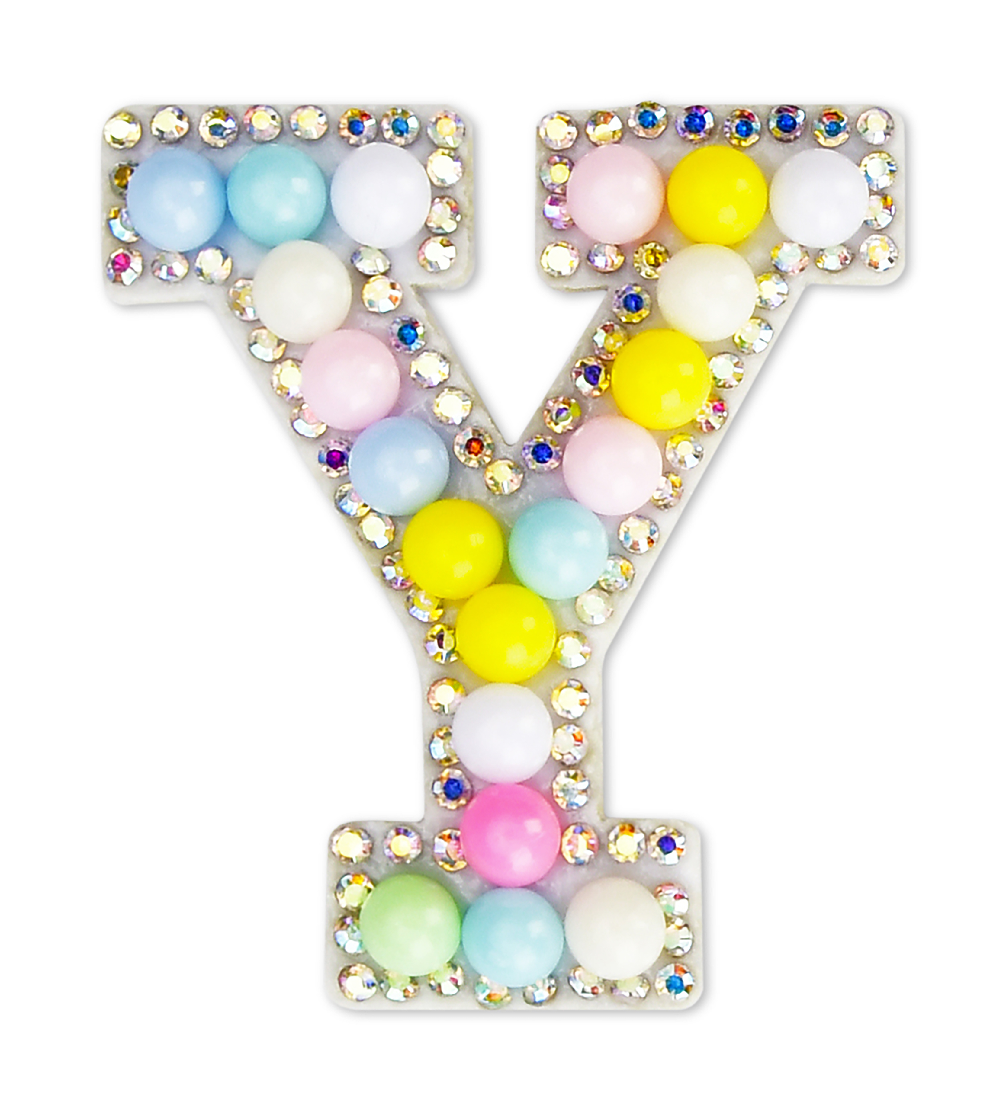 Picture of Y Alphabet Pastel Bead Iron On Patch