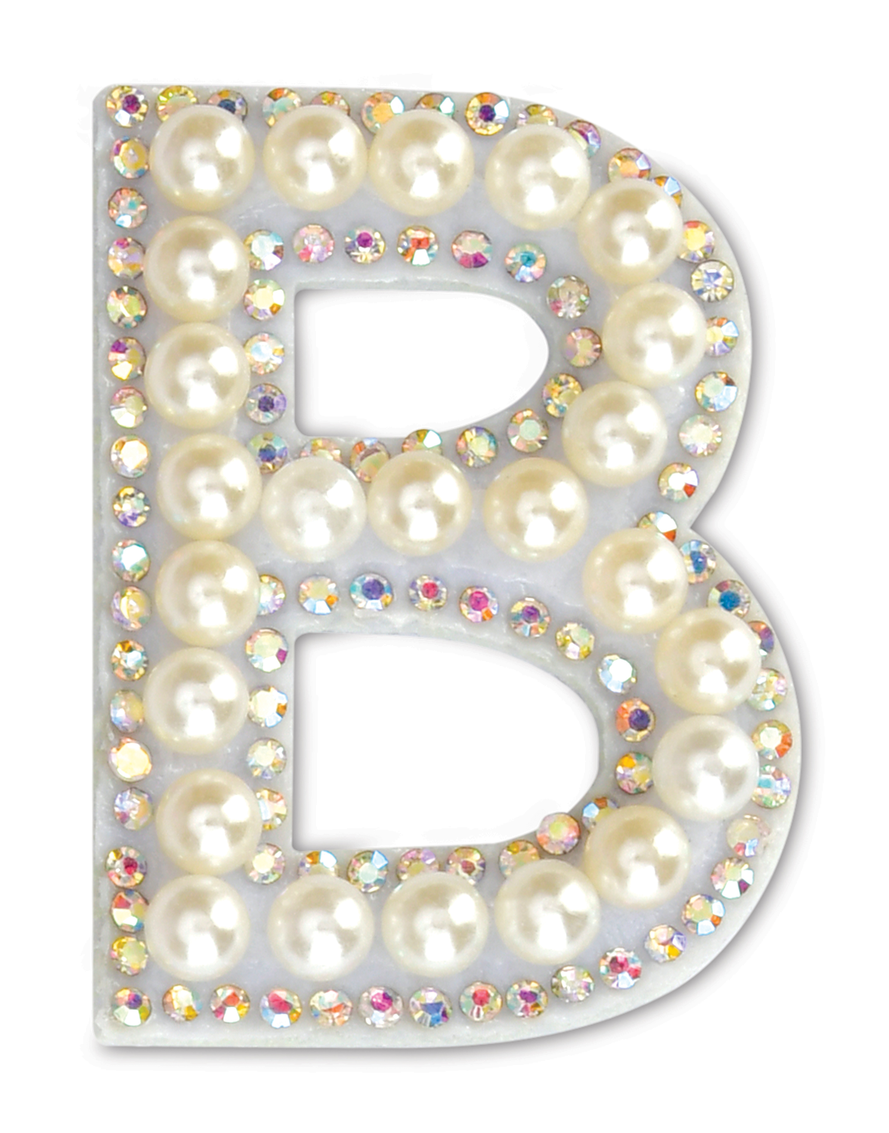Picture of B Alphabet Pretty Pearl Bead Iron On Patch