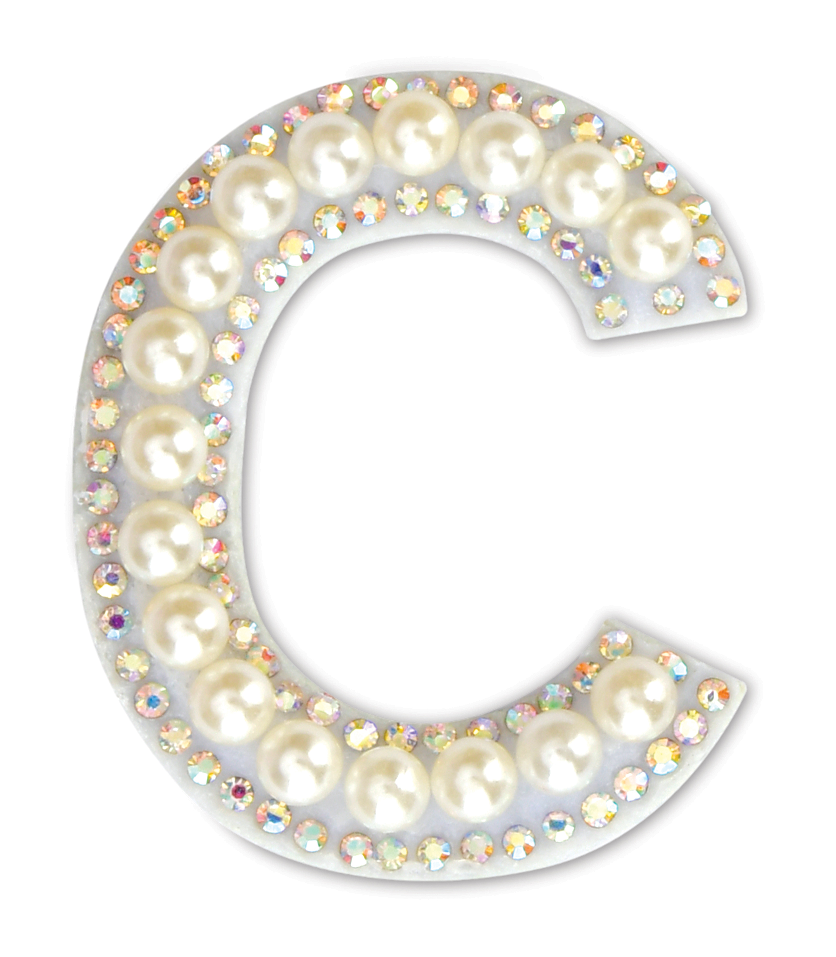 Picture of C Alphabet Pretty Pearl Bead Iron On Patch