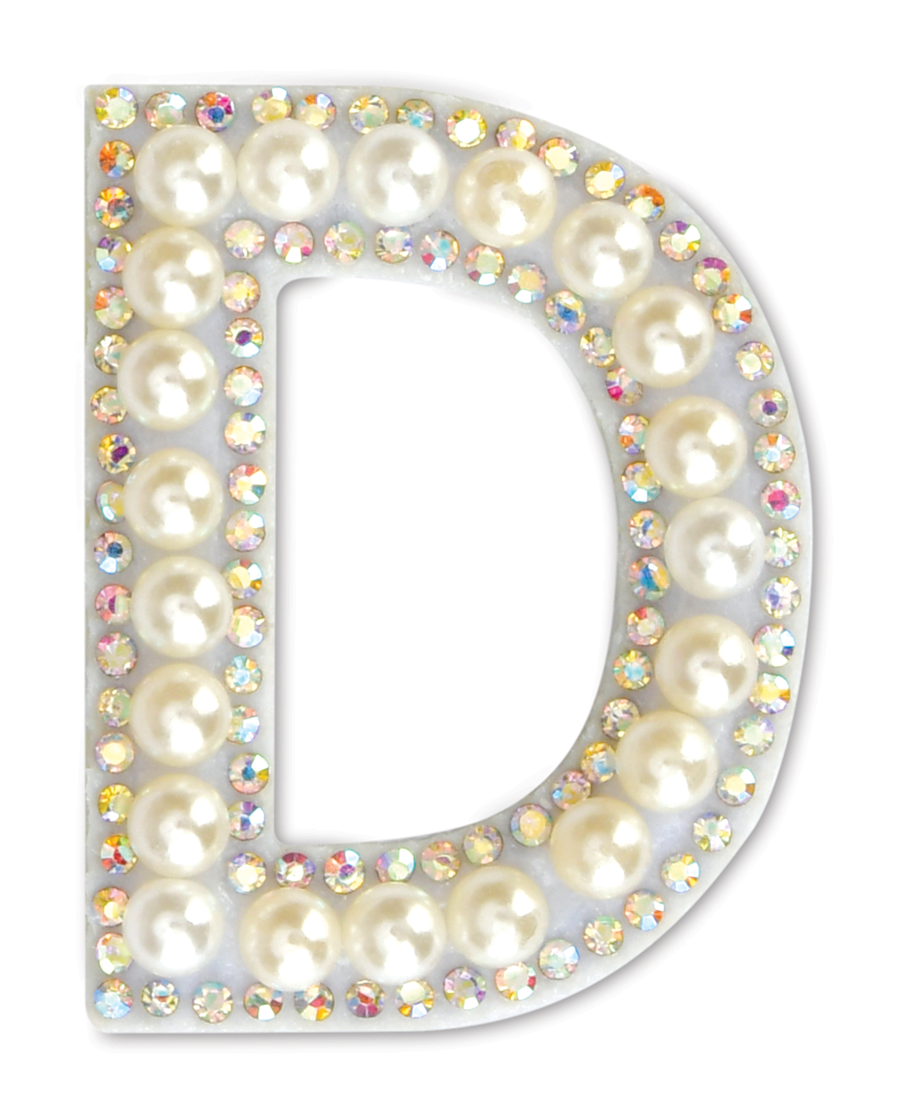 Picture of D Alphabet Pretty Pearl Bead Iron On Patch