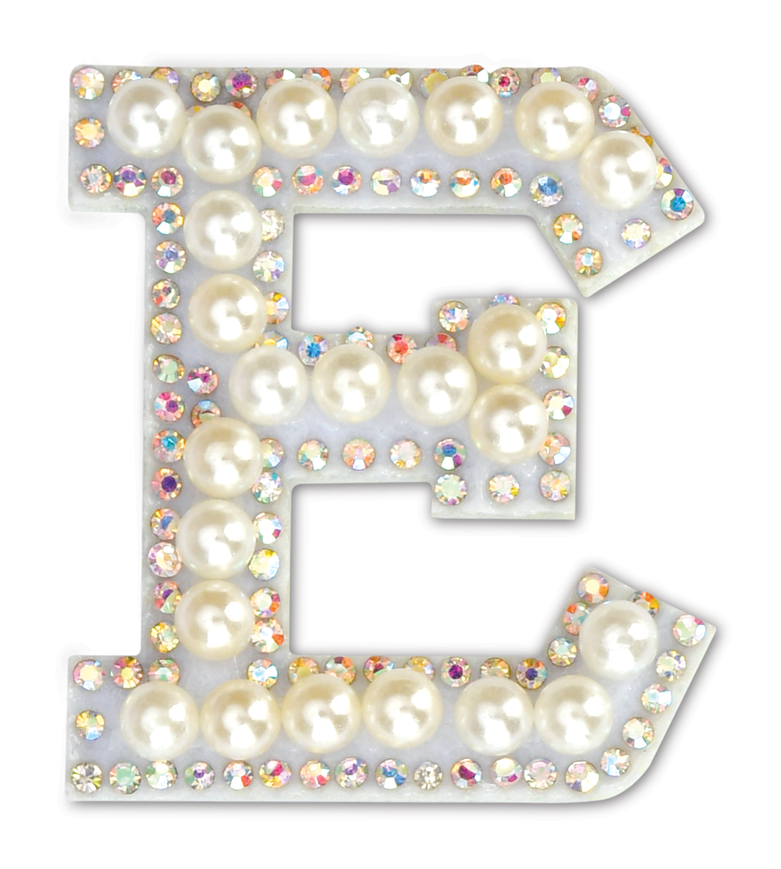 Picture of E Alphabet Pretty Pearl Bead Iron On Patch