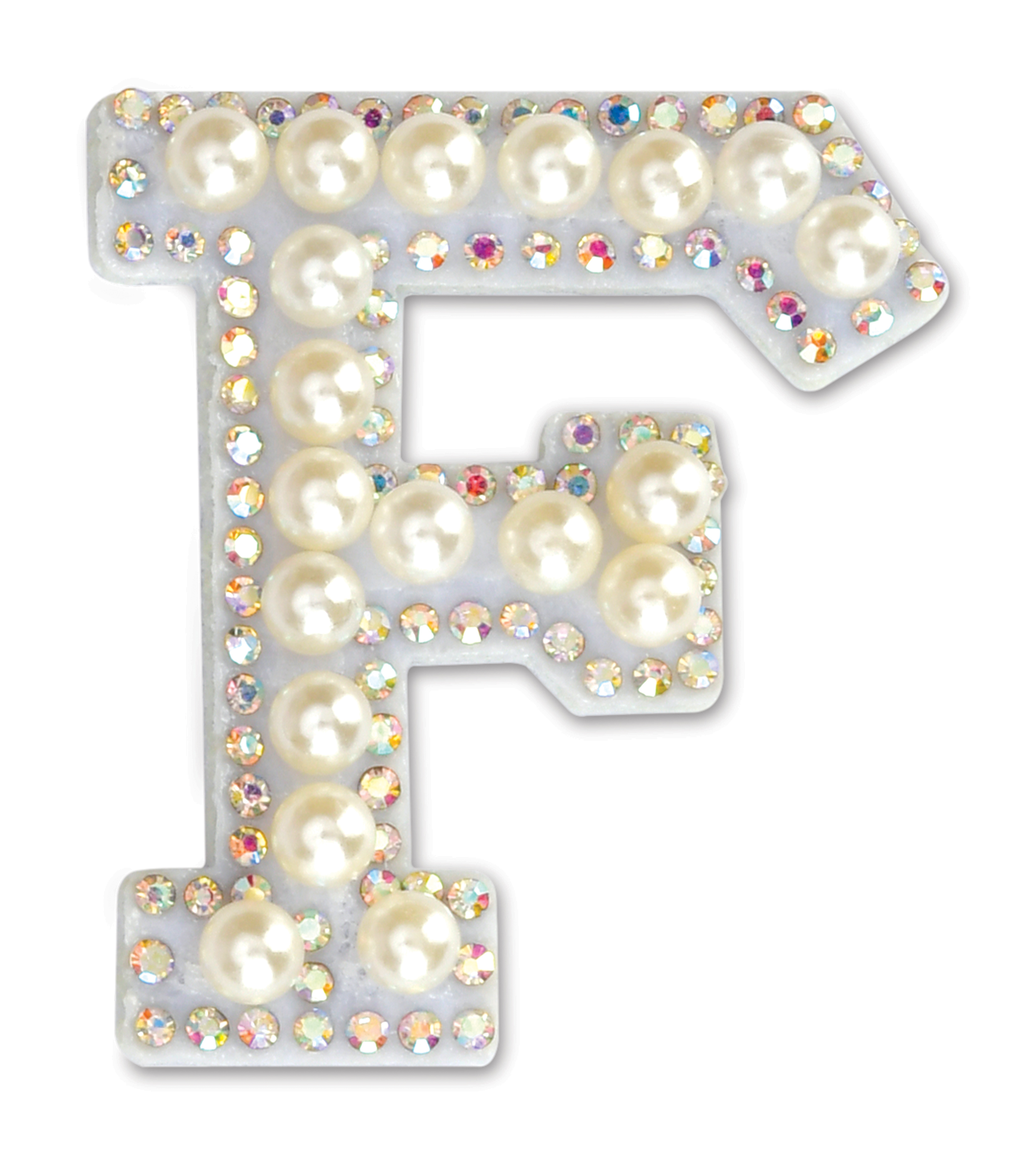 Picture of F Alphabet Pretty Pearl Bead Iron On Patch