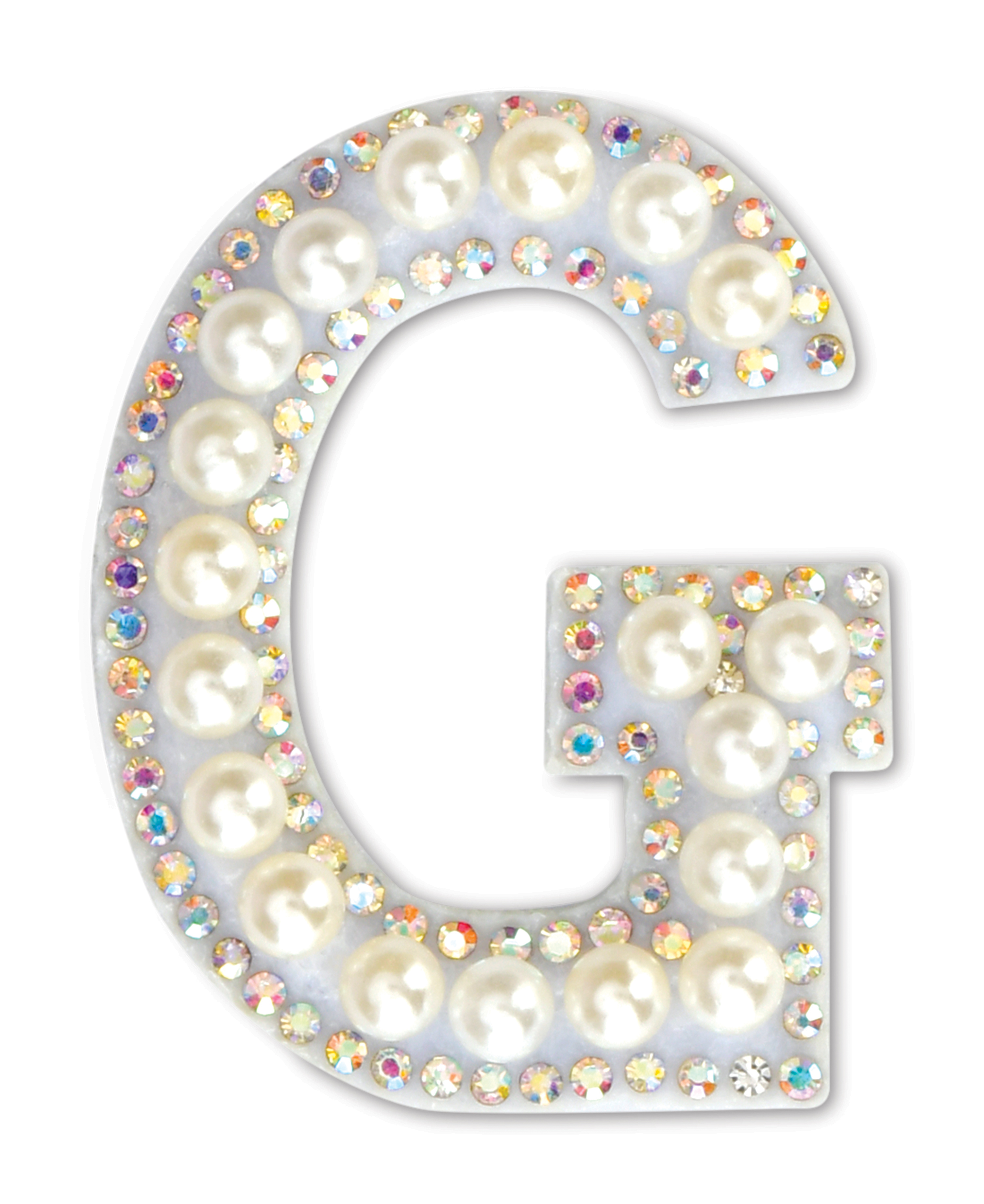 Picture of G Alphabet Pretty Pearl Bead Iron On Patch