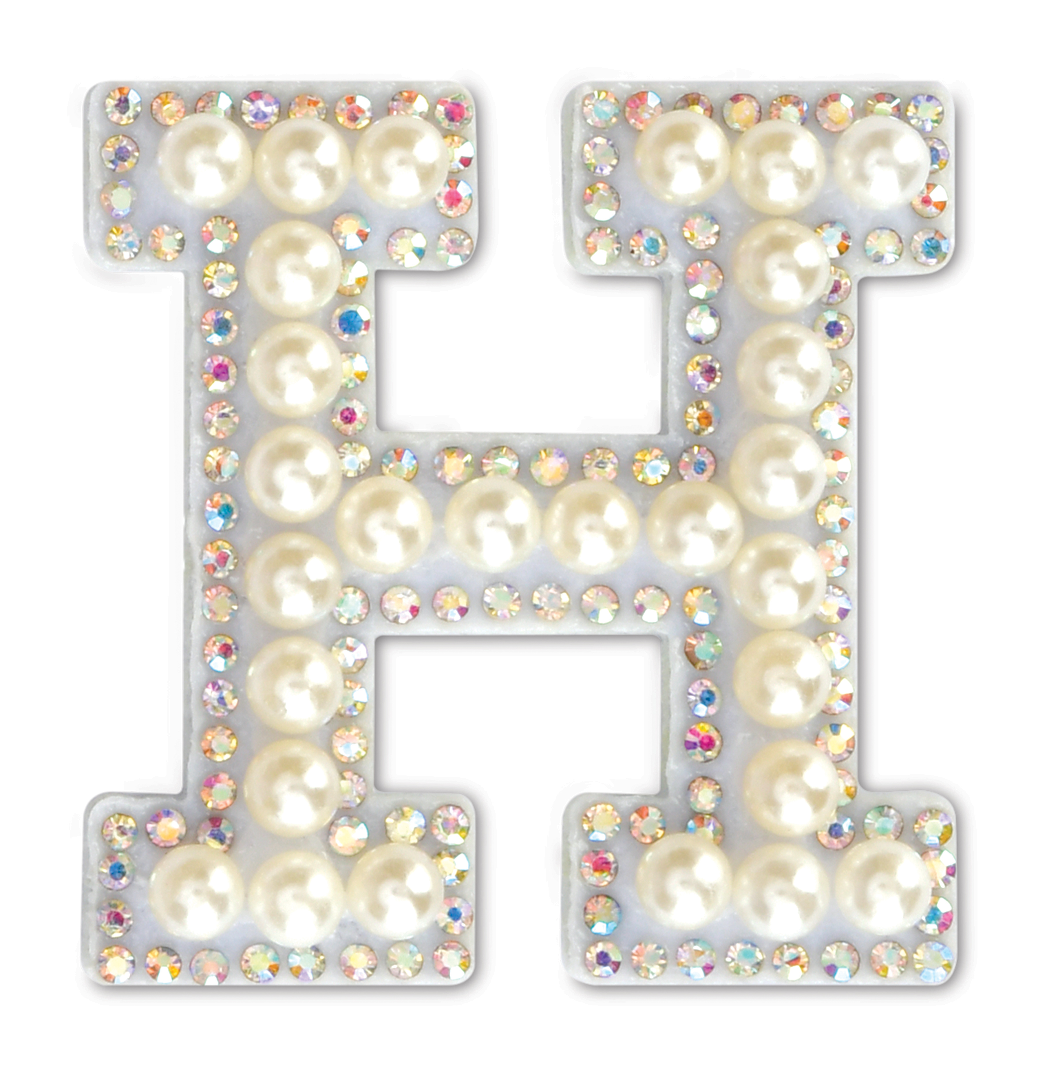 Picture of H Alphabet Pretty Pearl Bead Iron On Patch