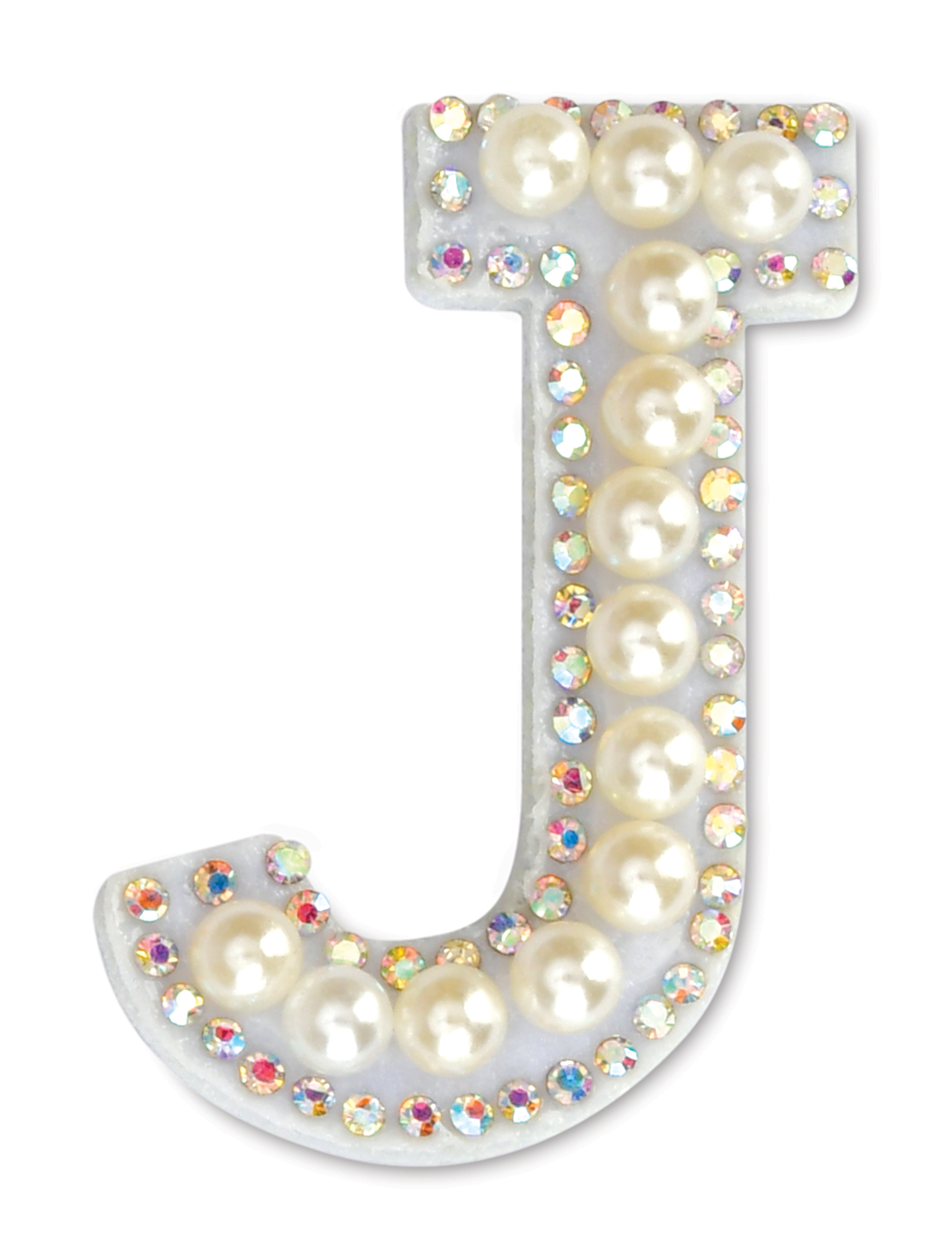 Picture of J Alphabet Pretty Pearl Bead Iron On Patch