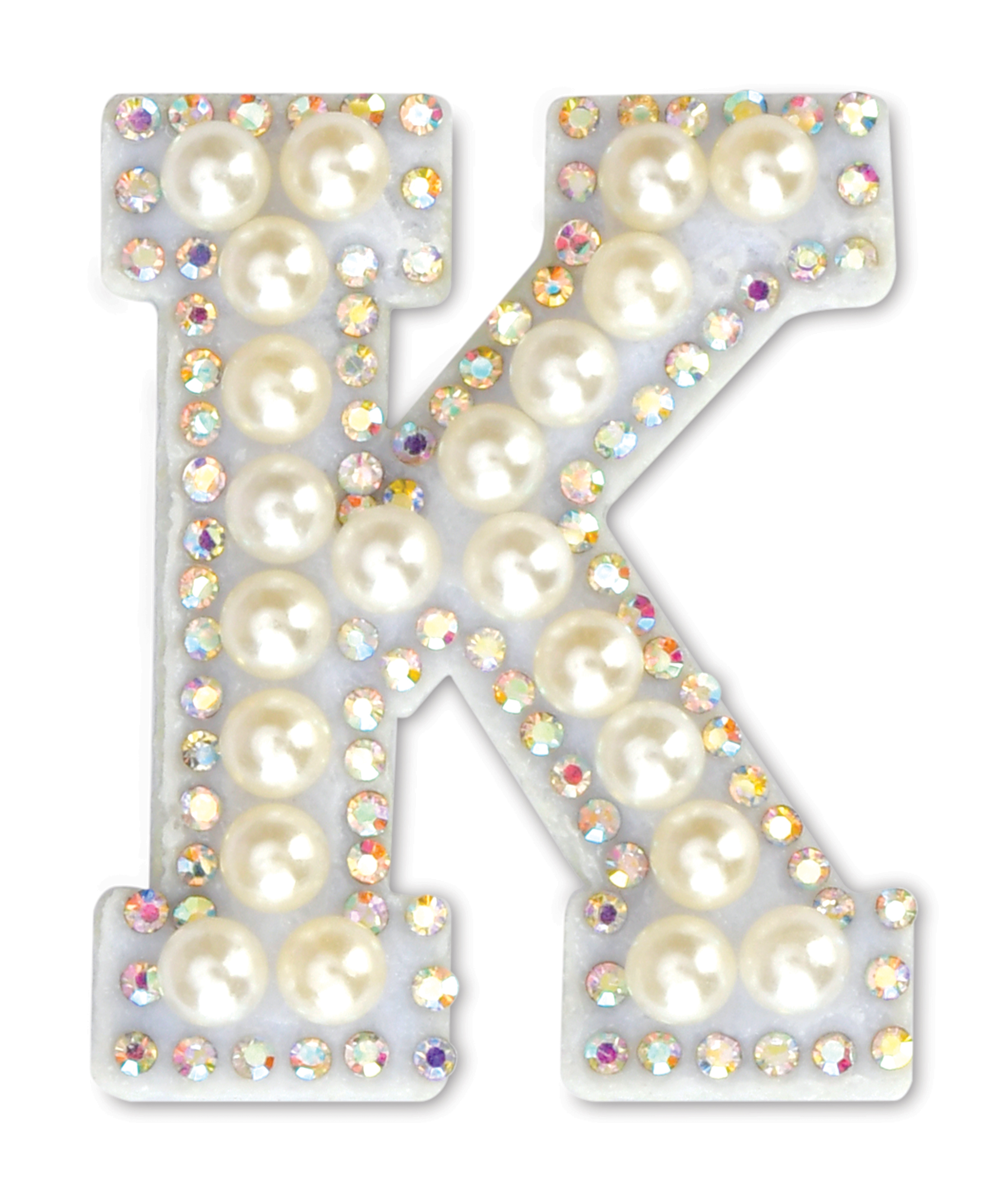 Picture of K Alphabet Pretty Pearl Bead Iron On Patch