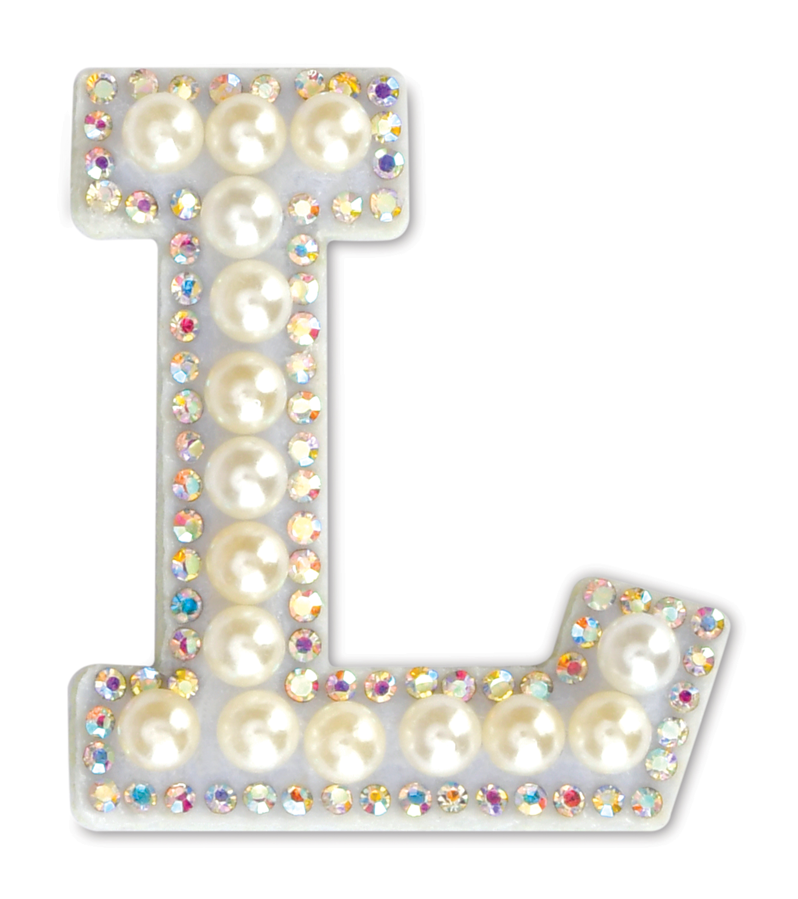 Picture of L Alphabet Pretty Pearl Bead Iron On Patch