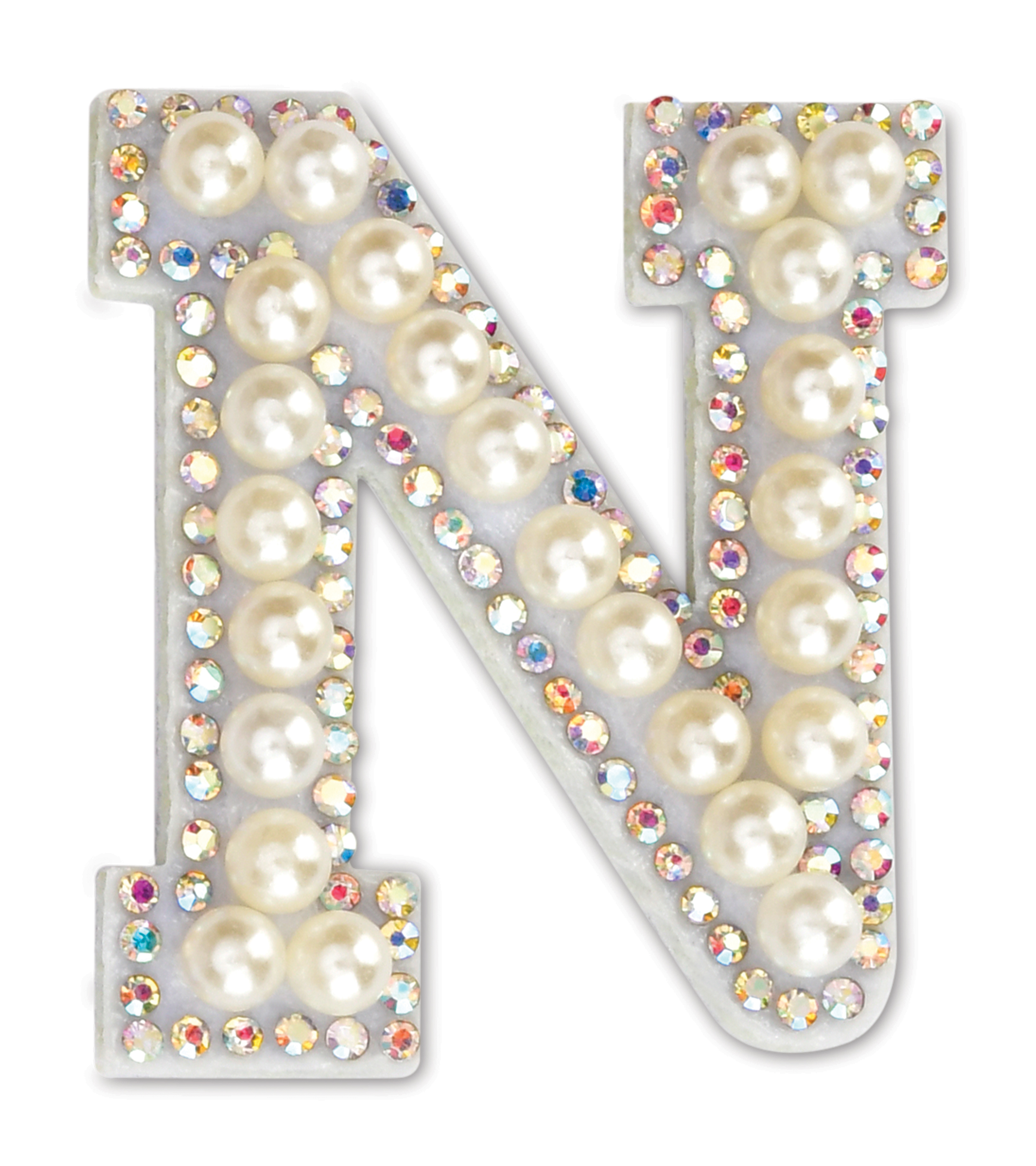 Picture of N Alphabet Pretty Pearl Bead Iron On Patch