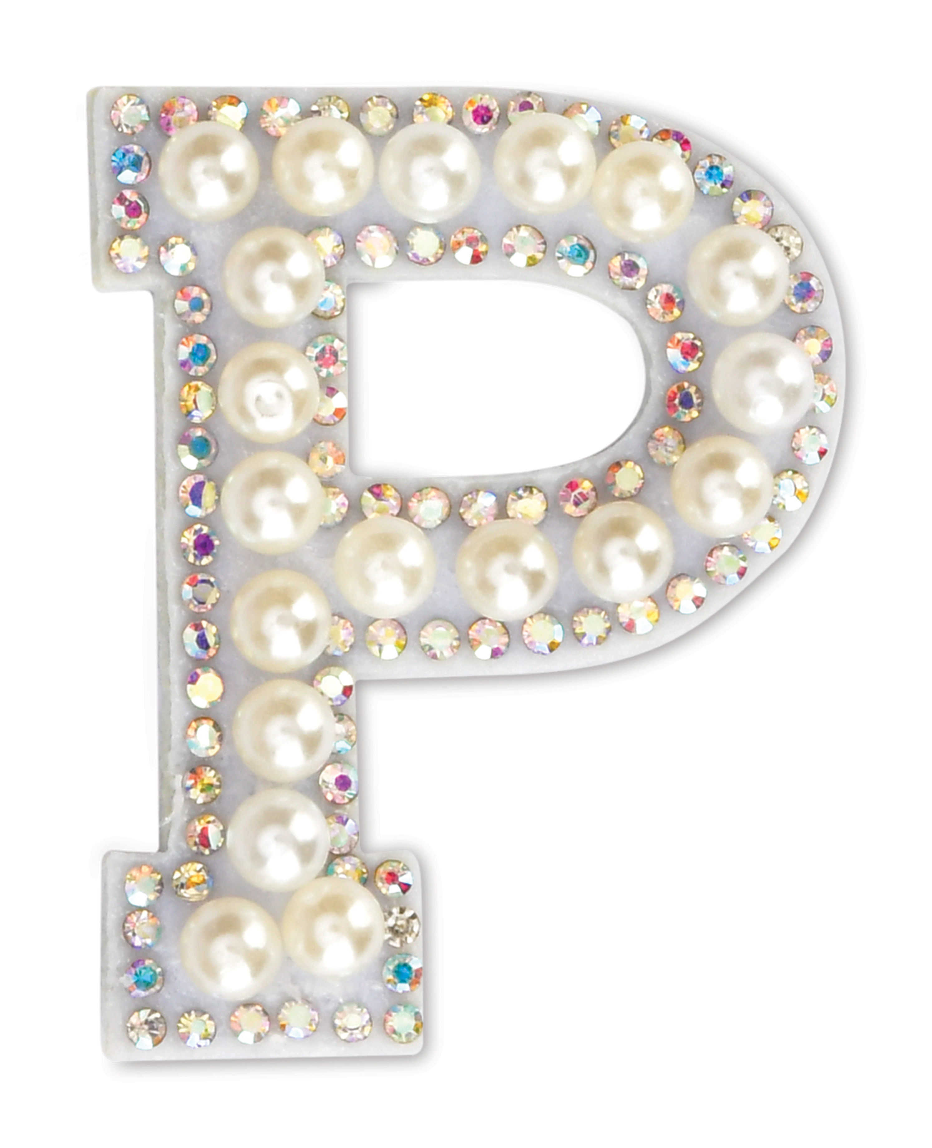Picture of P Alphabet Pretty Pearl Bead Iron On Patch