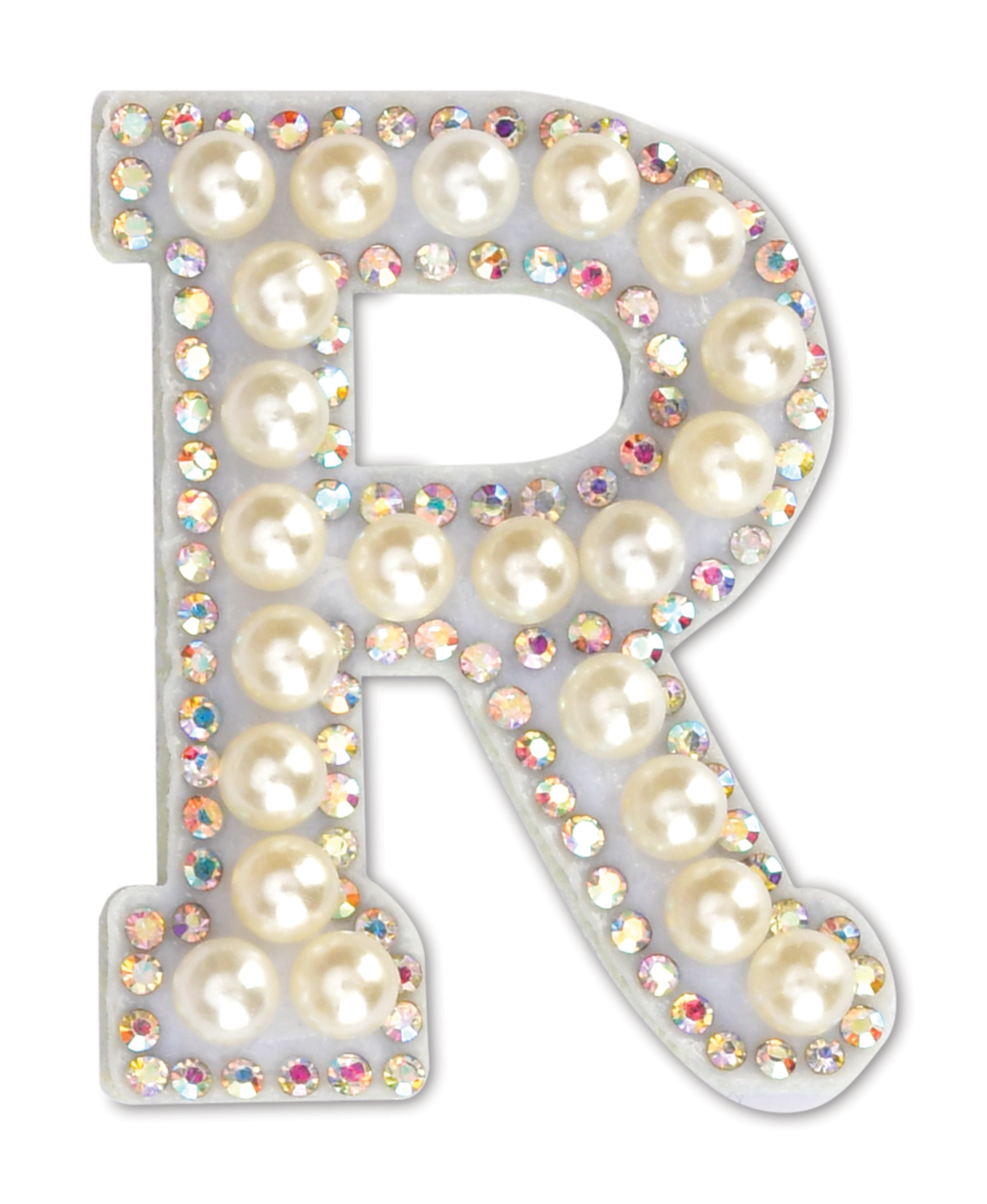 Picture of R Alphabet Pretty Pearl Bead Iron On Patch