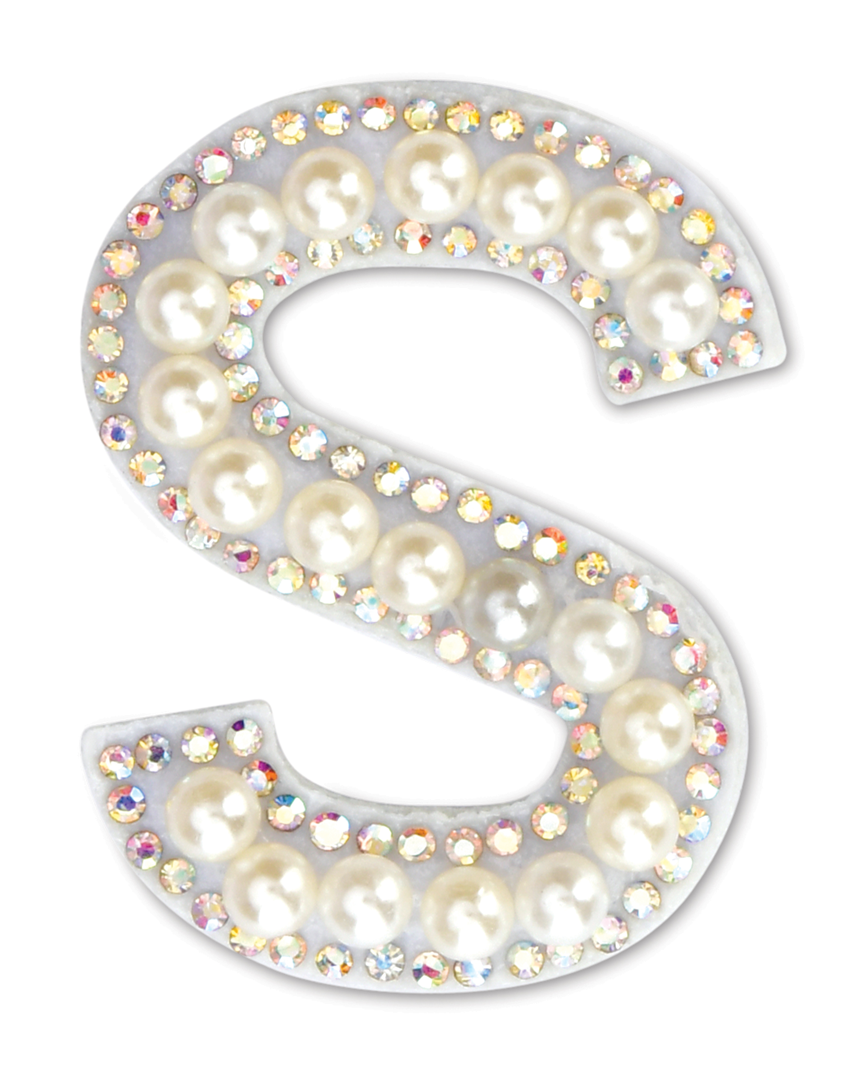 Picture of S Alphabet Pretty Pearl Bead Iron On Patch
