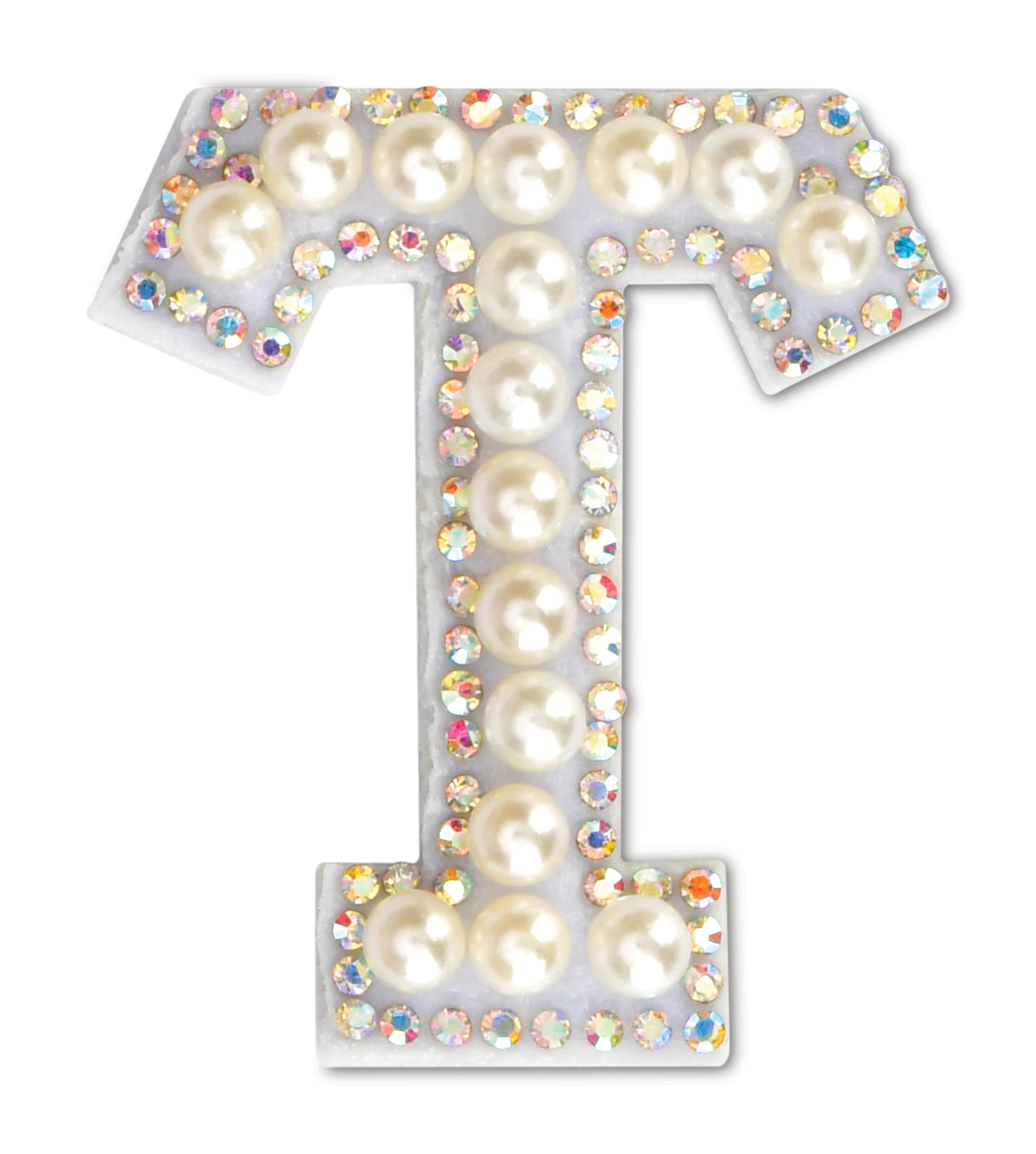 Picture of T Alphabet Pretty Pearl Bead Iron On Patch