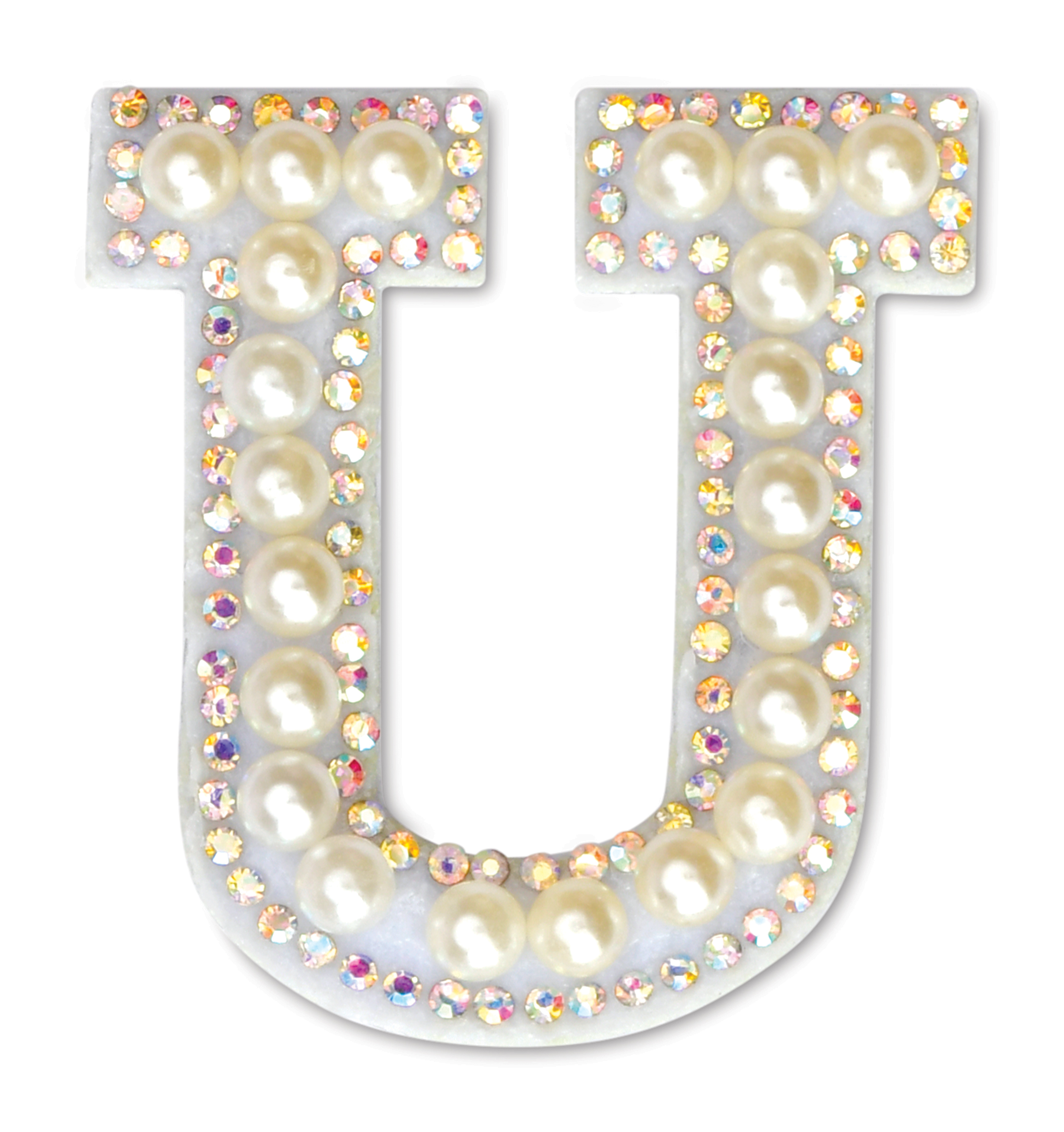 Picture of U Alphabet Pretty Pearl Bead Iron On Patch
