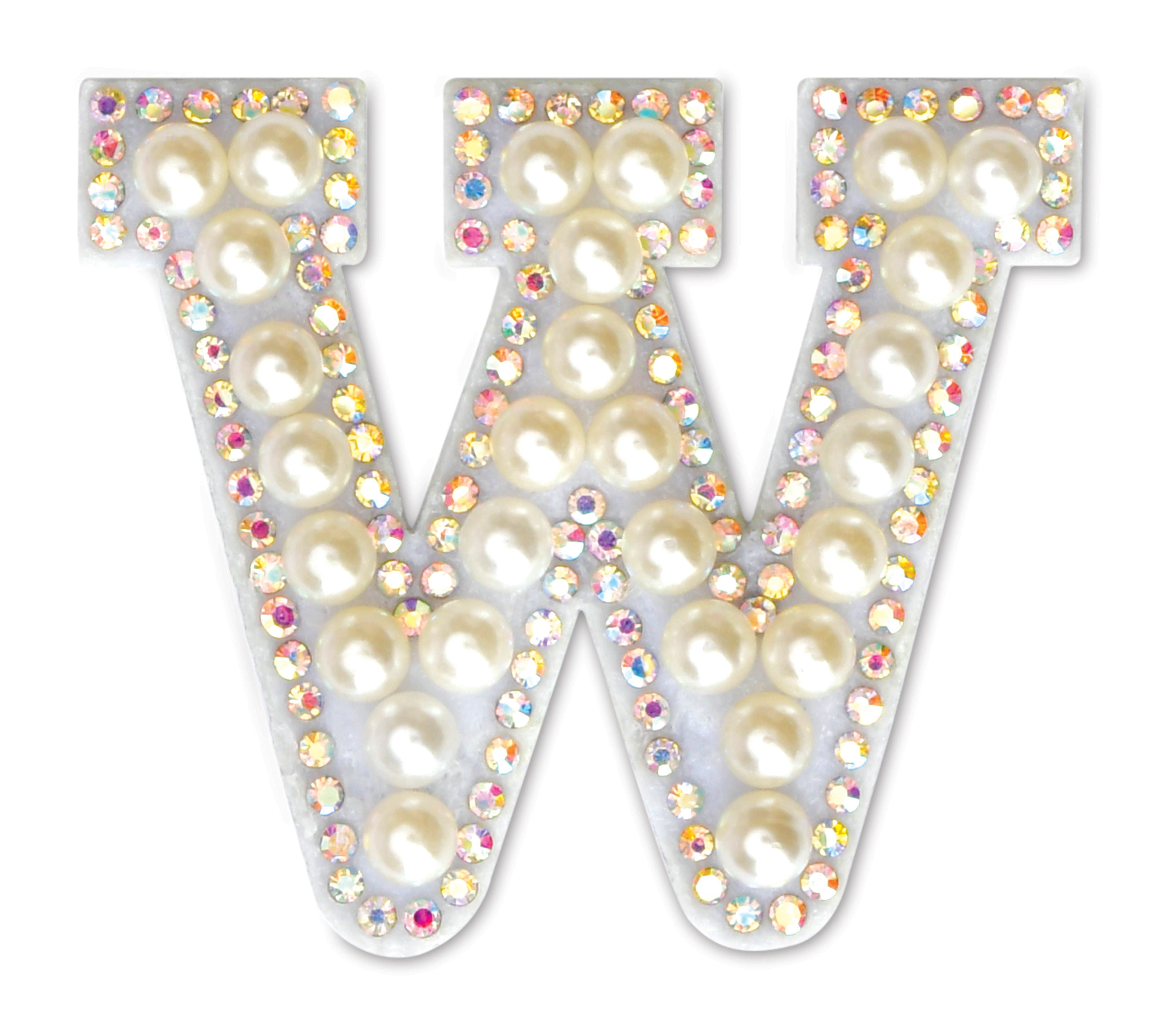 Picture of W Alphabet Pretty Pearl Bead Iron On Patch