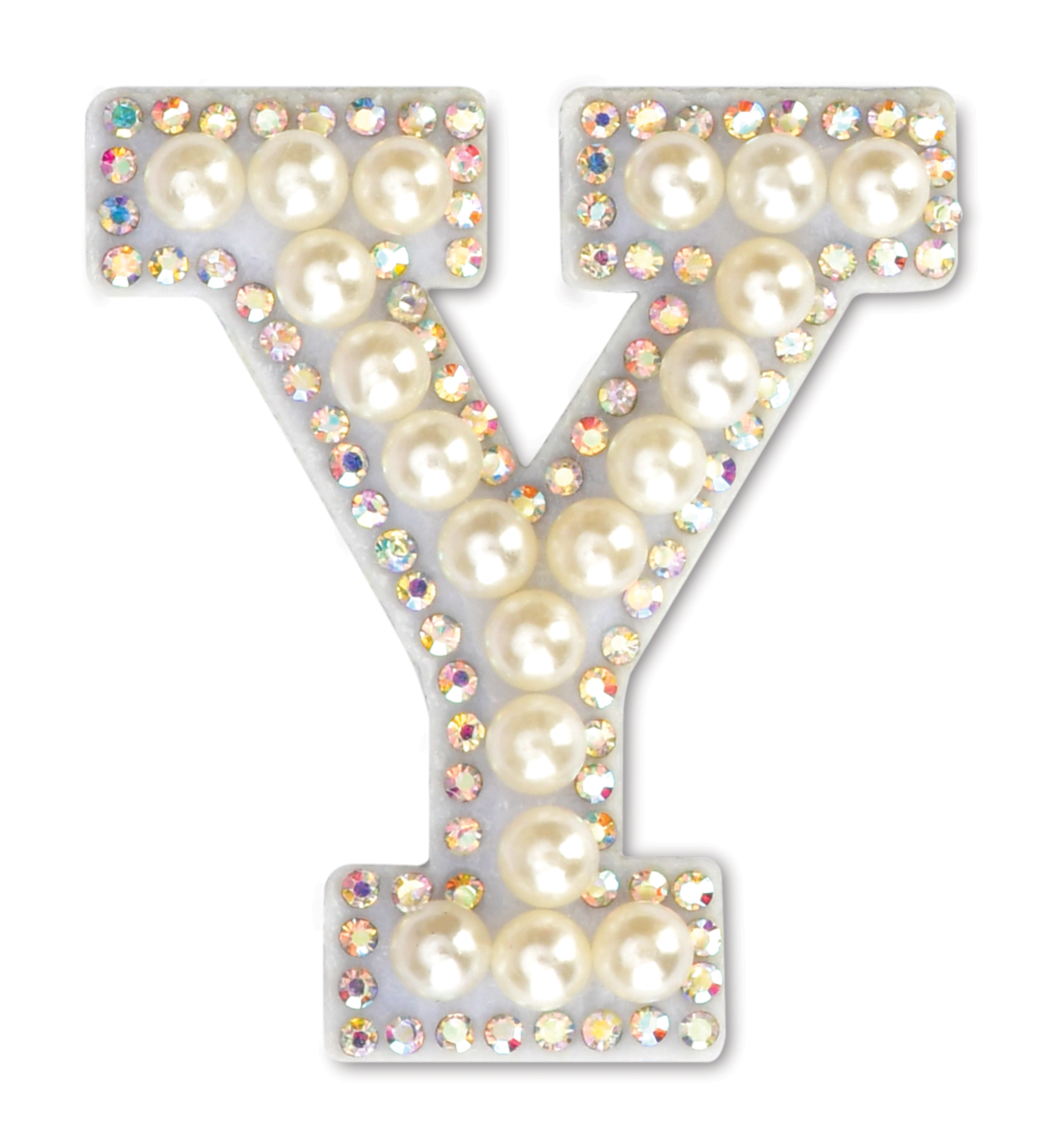 Picture of Y Alphabet Pretty Pearl Bead Iron On Patch