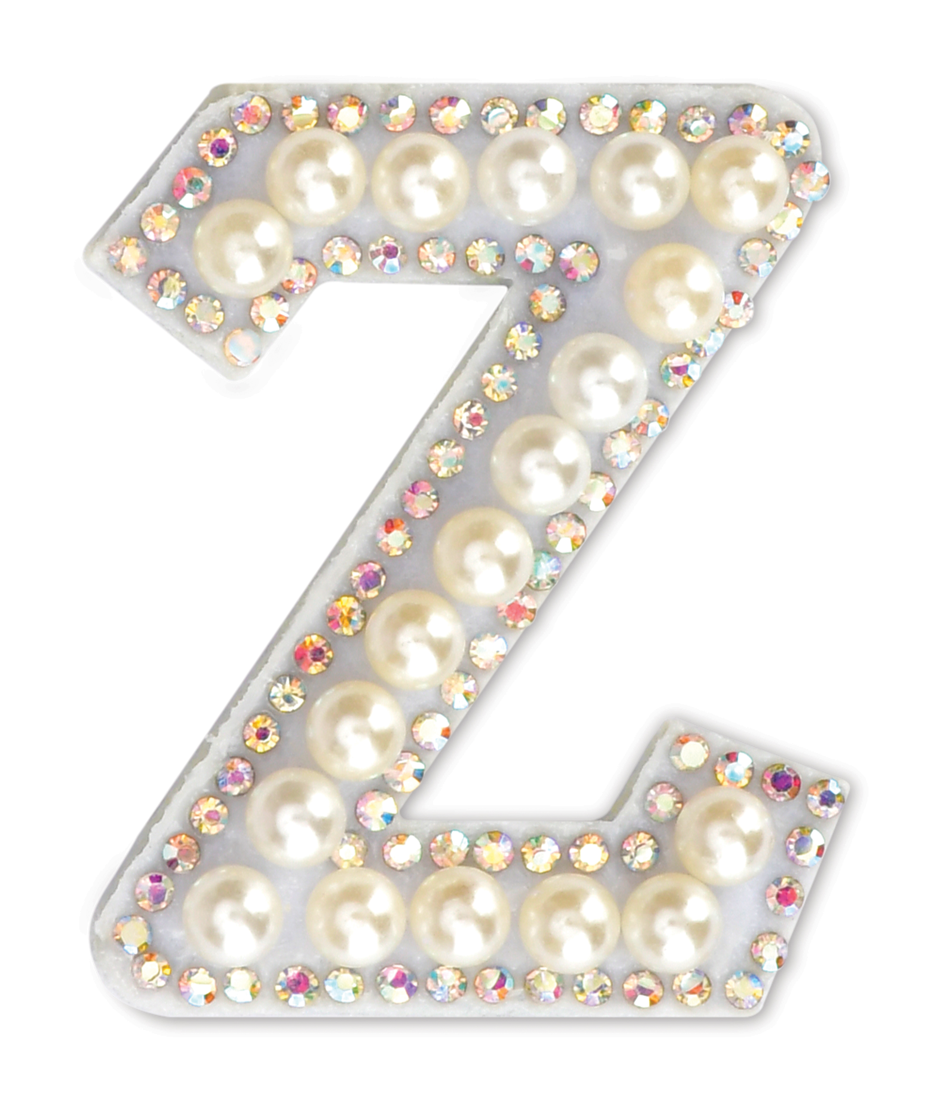 Picture of Z Alphabet Pretty Pearl Bead Iron On Patch