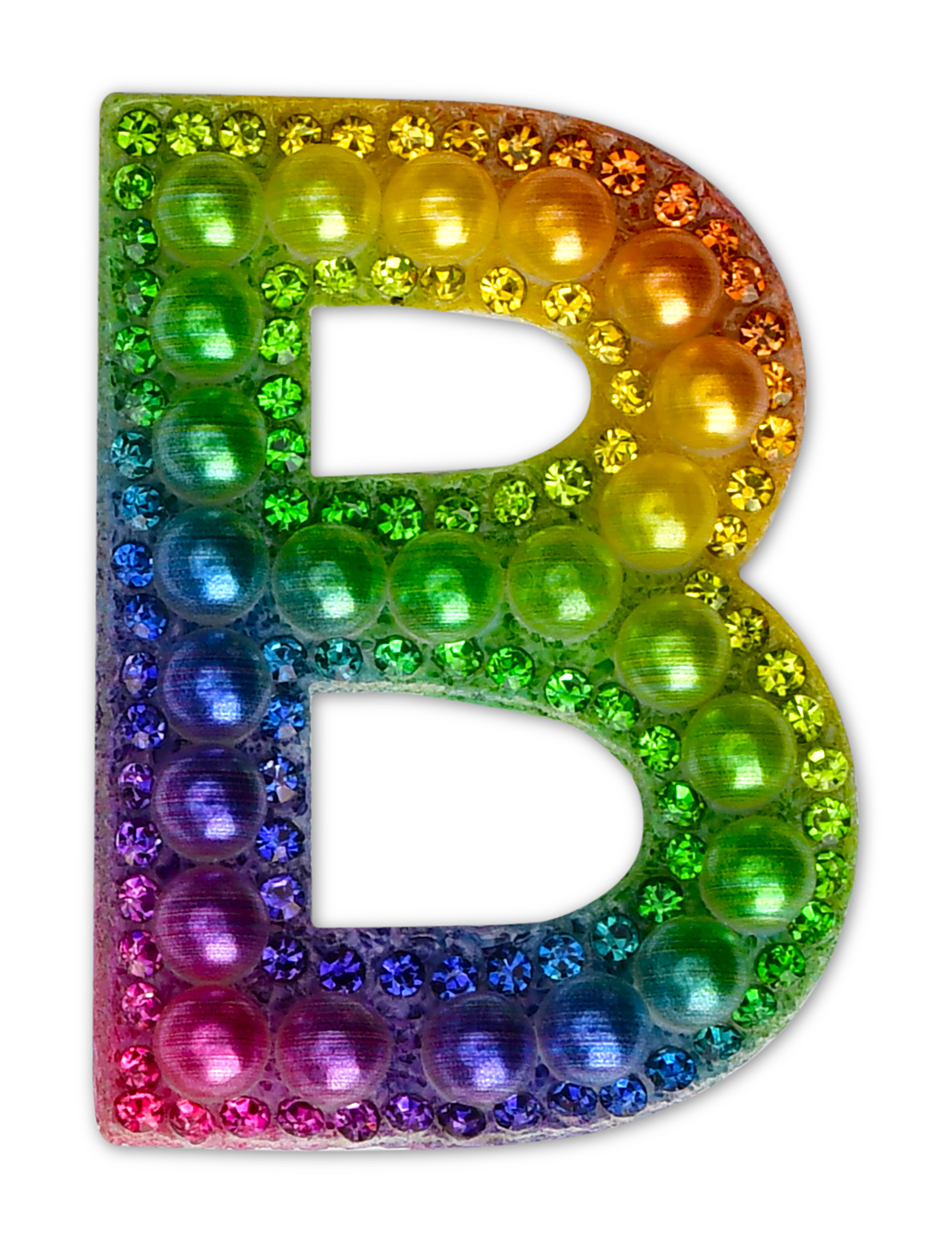Picture of B Alphabet Rainbow Gem Iron On Patch