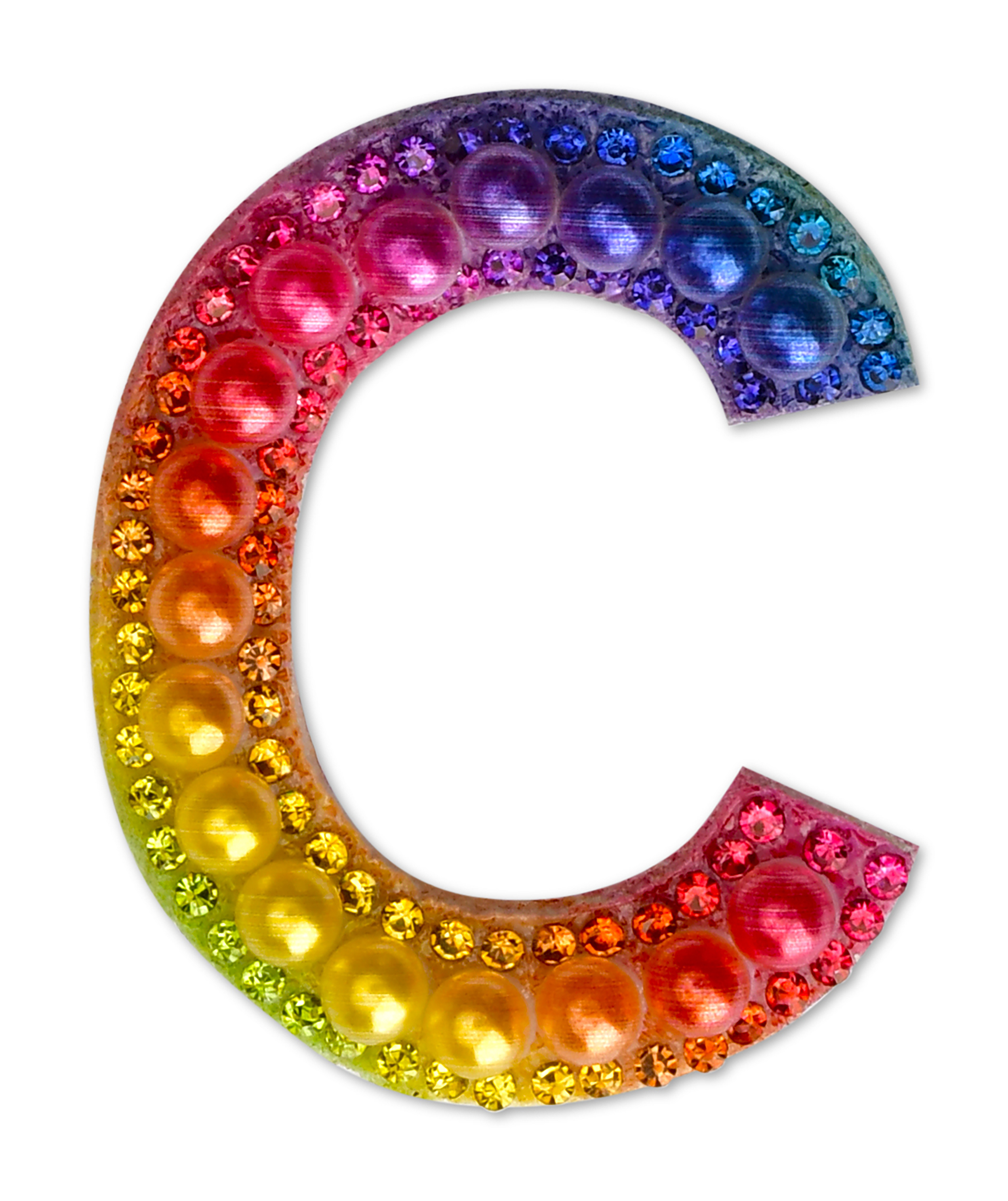 Picture of C Alphabet Rainbow Gem Iron On Patch