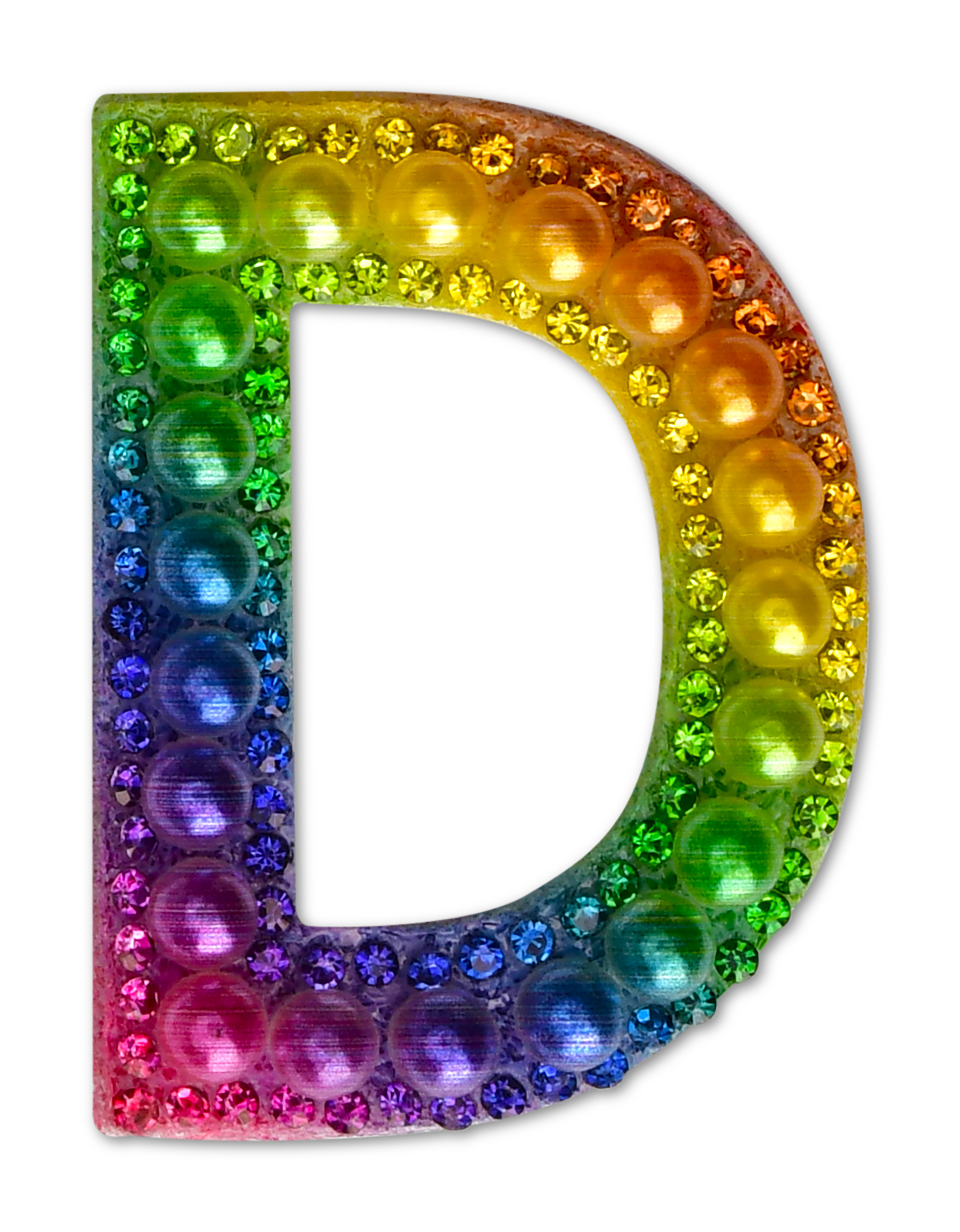 Picture of D Alphabet Rainbow Gem Iron On Patch