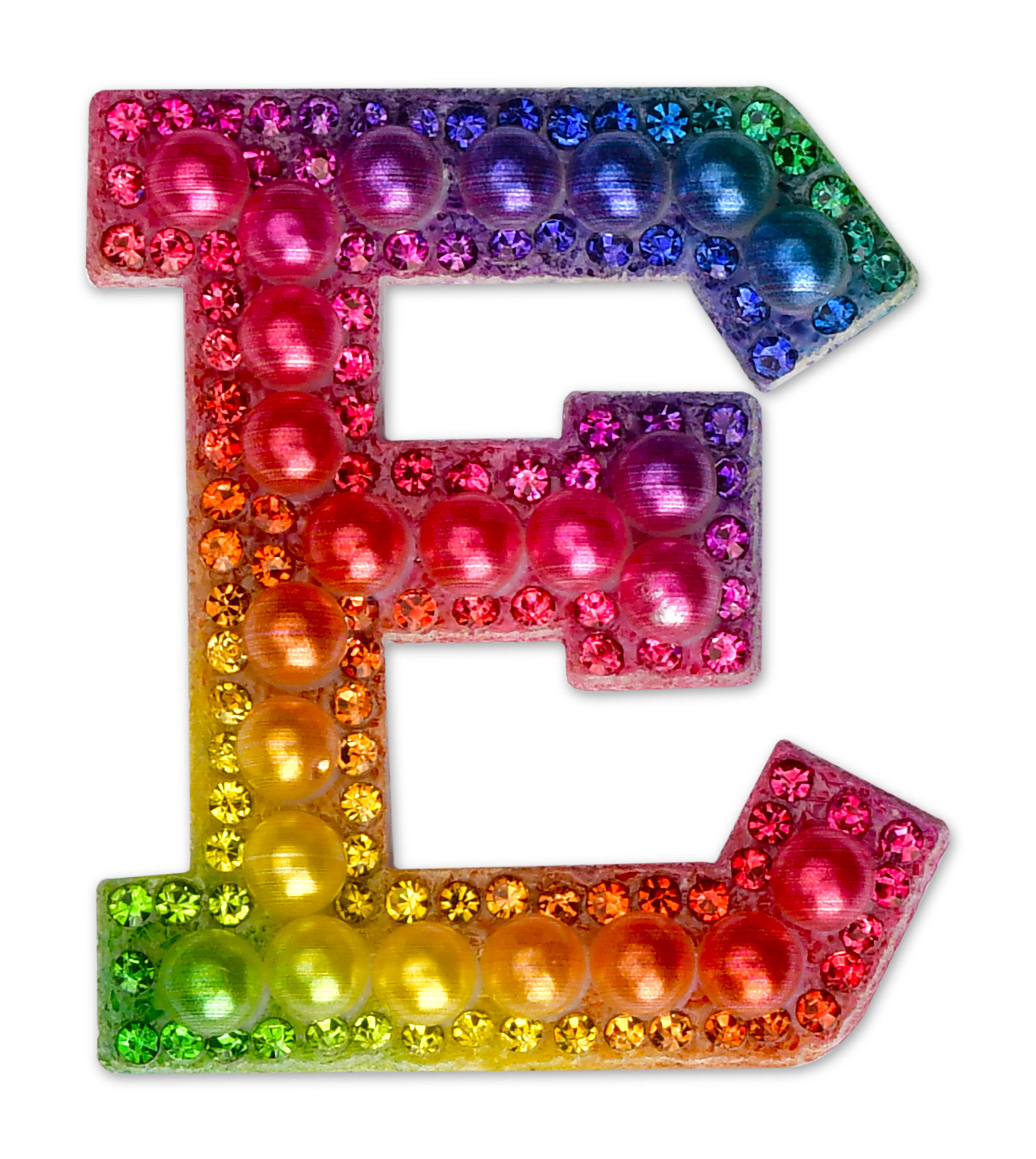 Picture of E Alphabet Rainbow Gem Iron On Patch