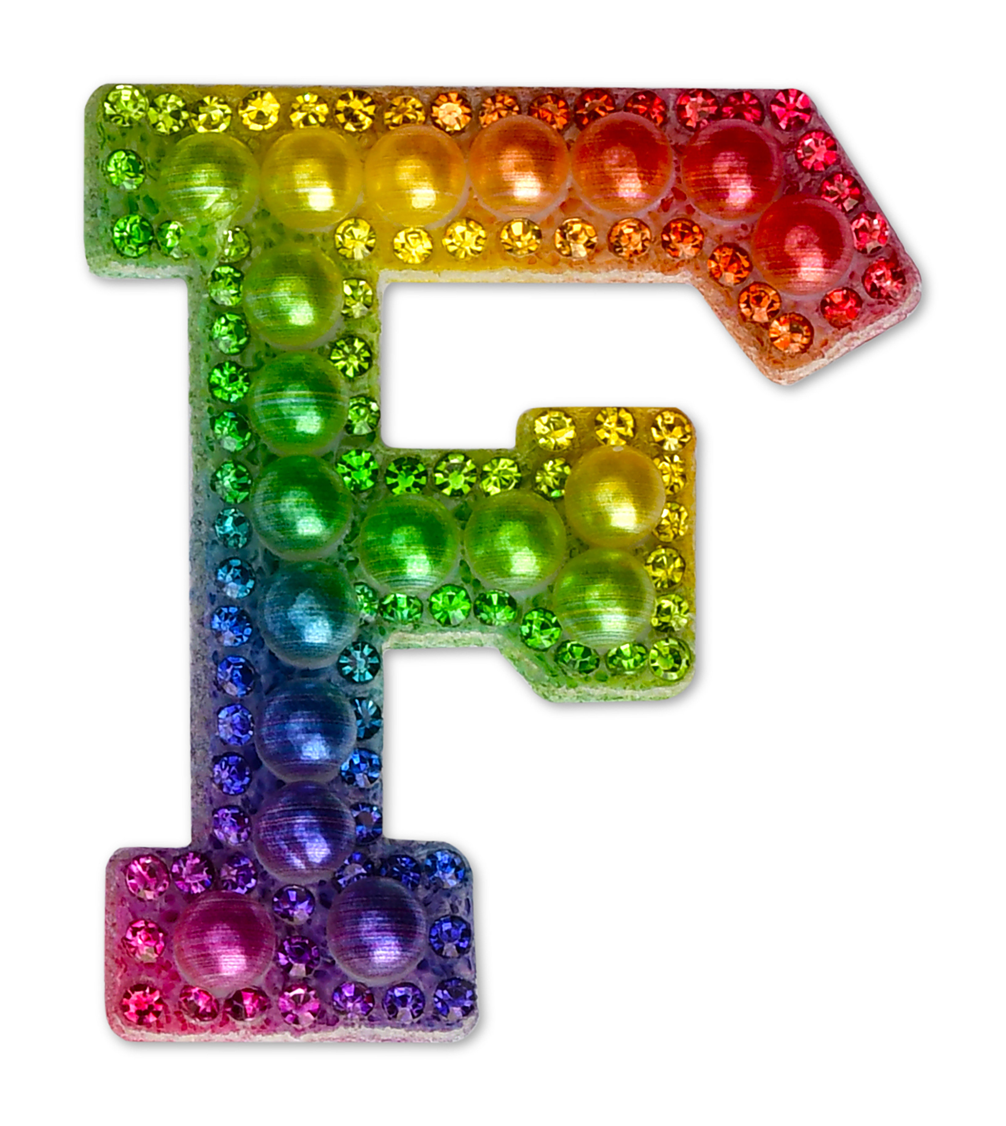 Picture of F Alphabet Rainbow Gem Iron On Patch