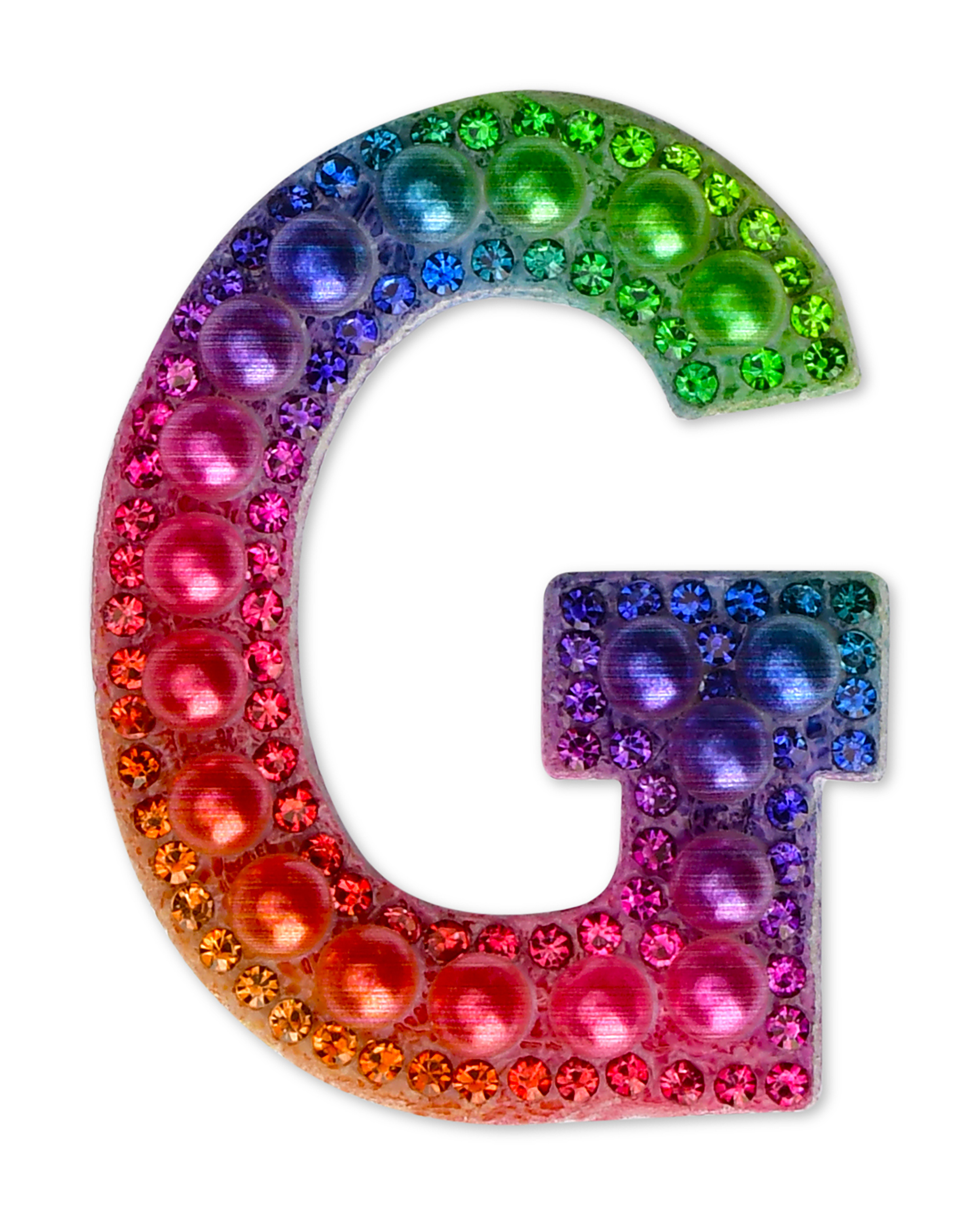 Picture of G Alphabet Rainbow Gem Iron On Patch