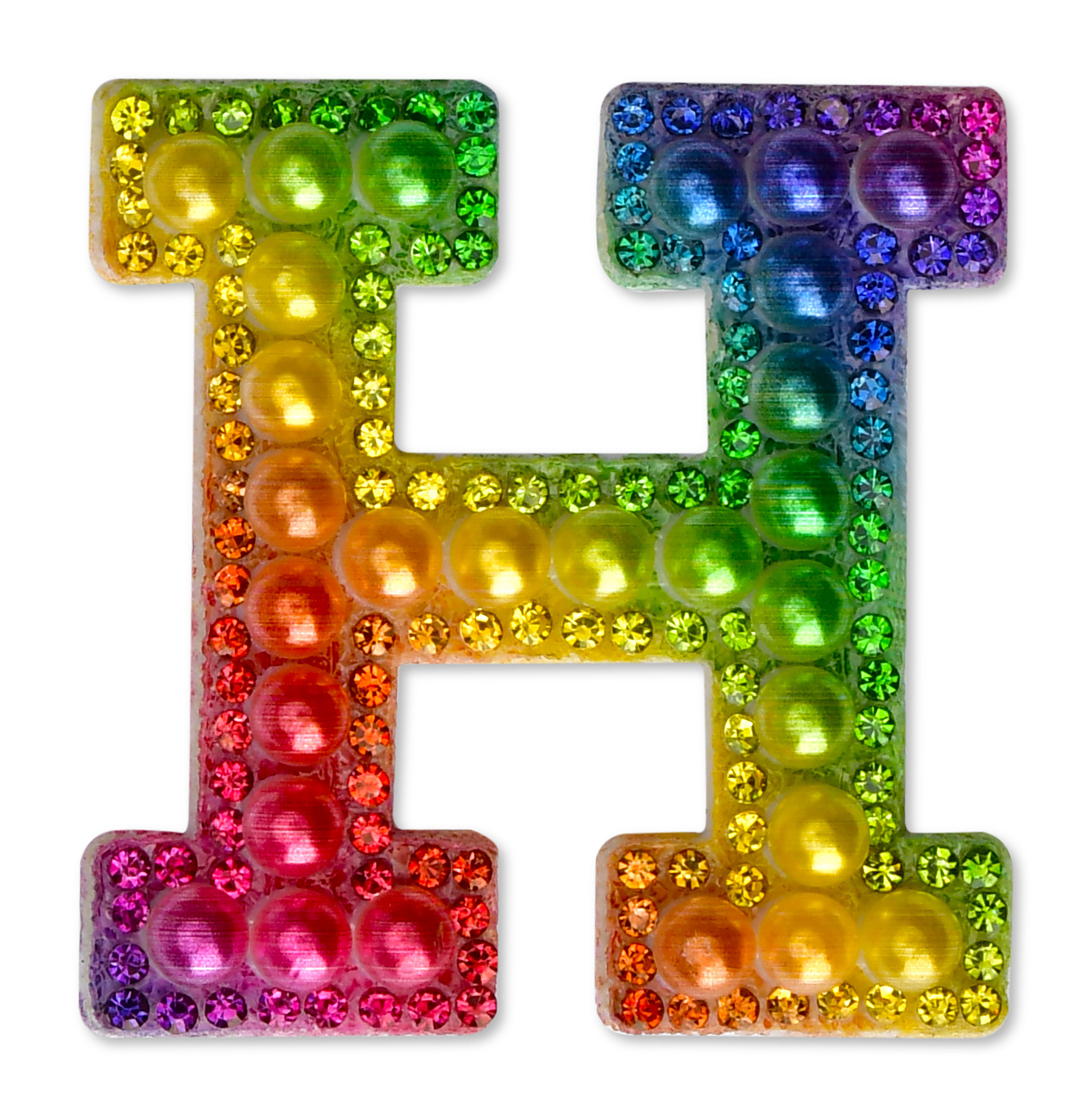 Picture of H Alphabet Rainbow Gem Iron On Patch