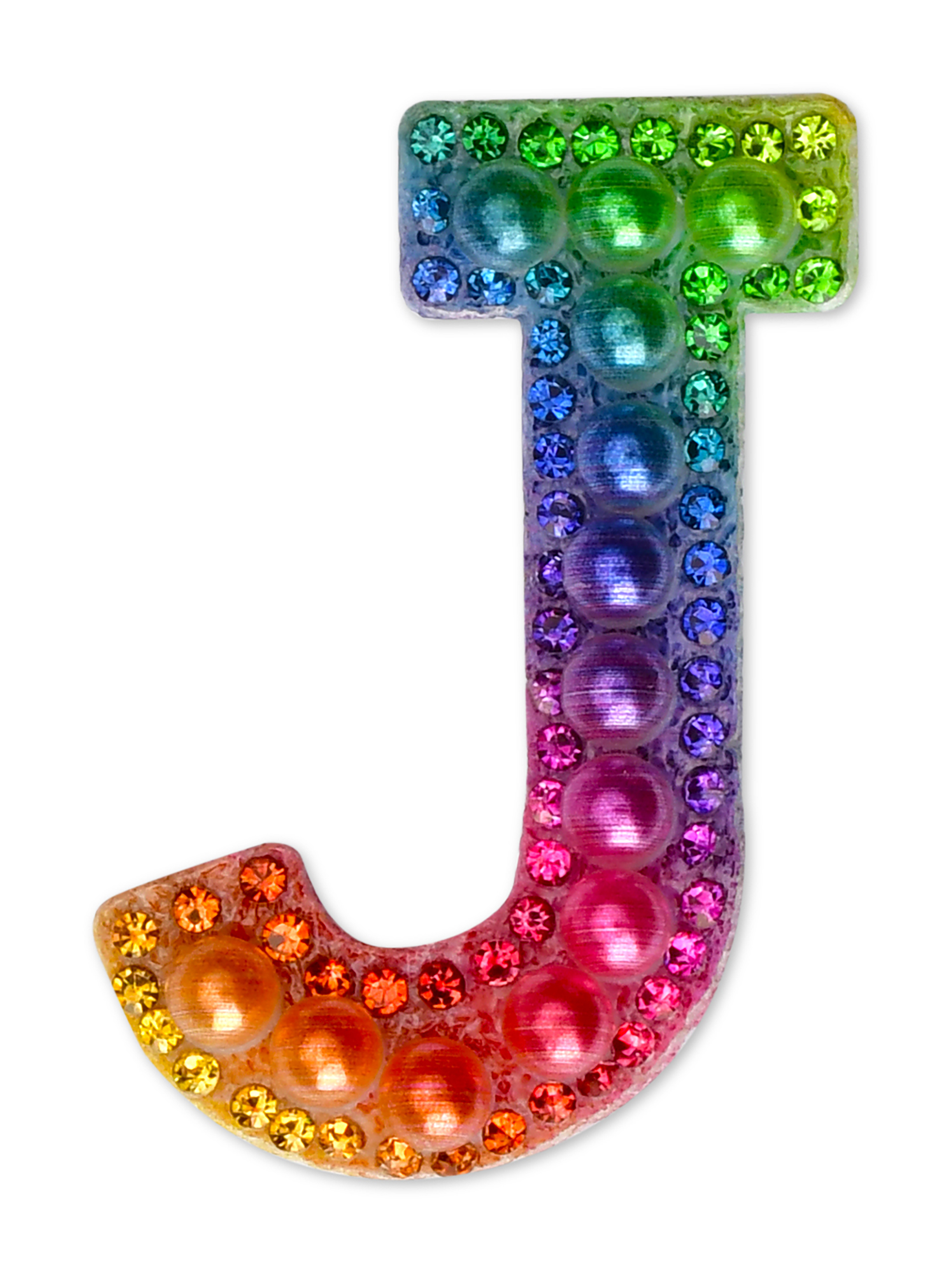 Picture of J Alphabet Rainbow Gem Iron On Patch