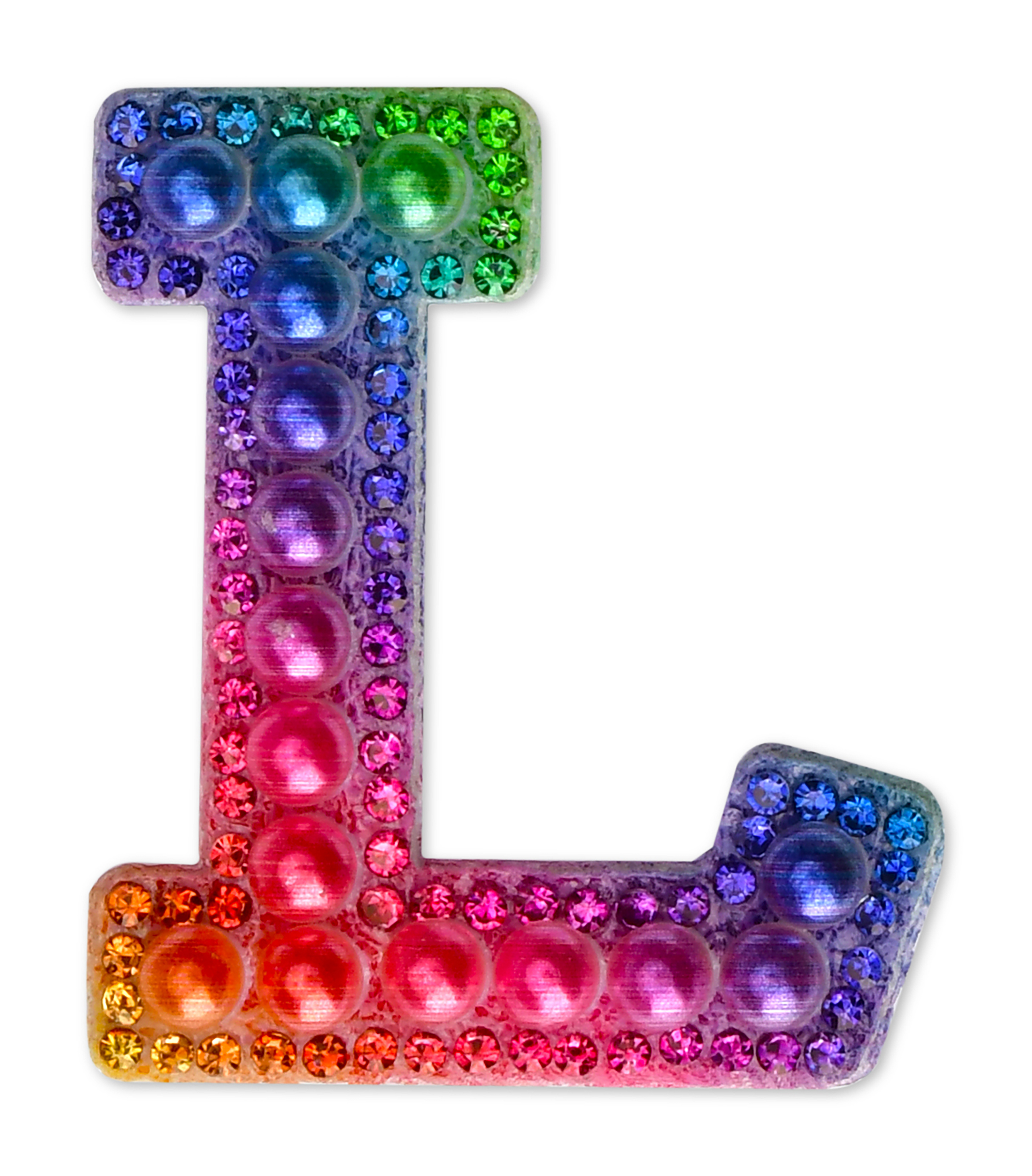 Picture of L Alphabet Rainbow Gem Iron On Patch
