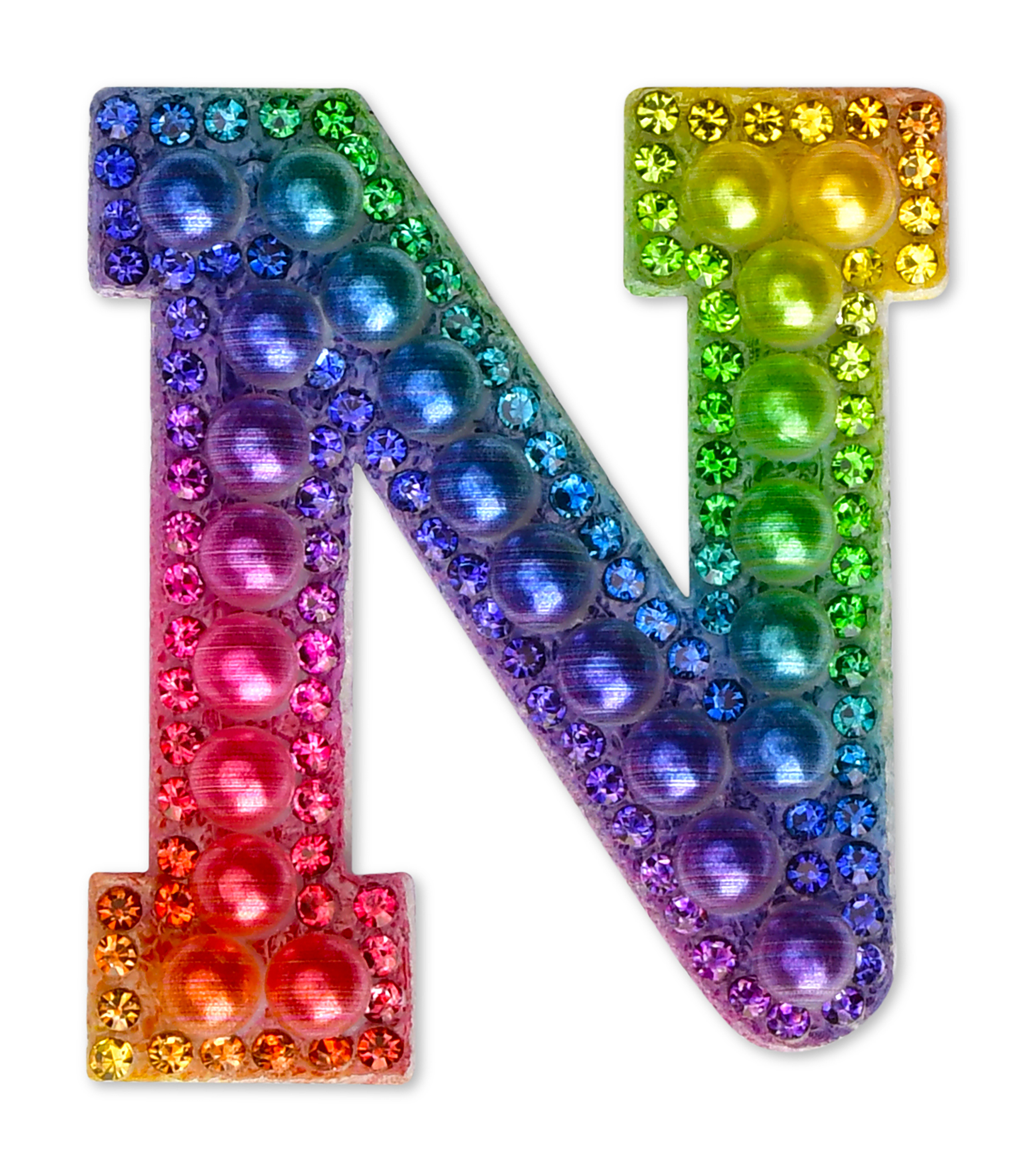 Picture of N Alphabet Rainbow Gem Iron On Patch