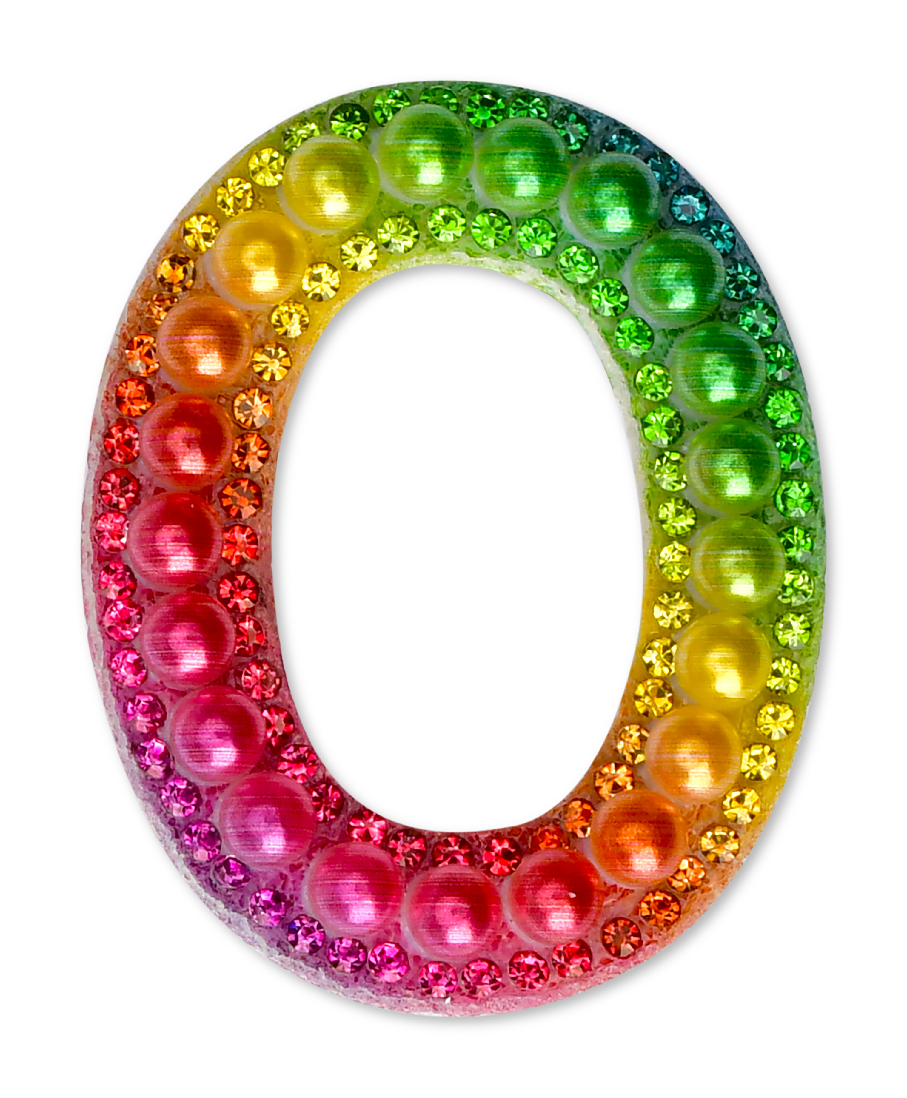 Picture of O Alphabet Rainbow Gem Iron On Patch