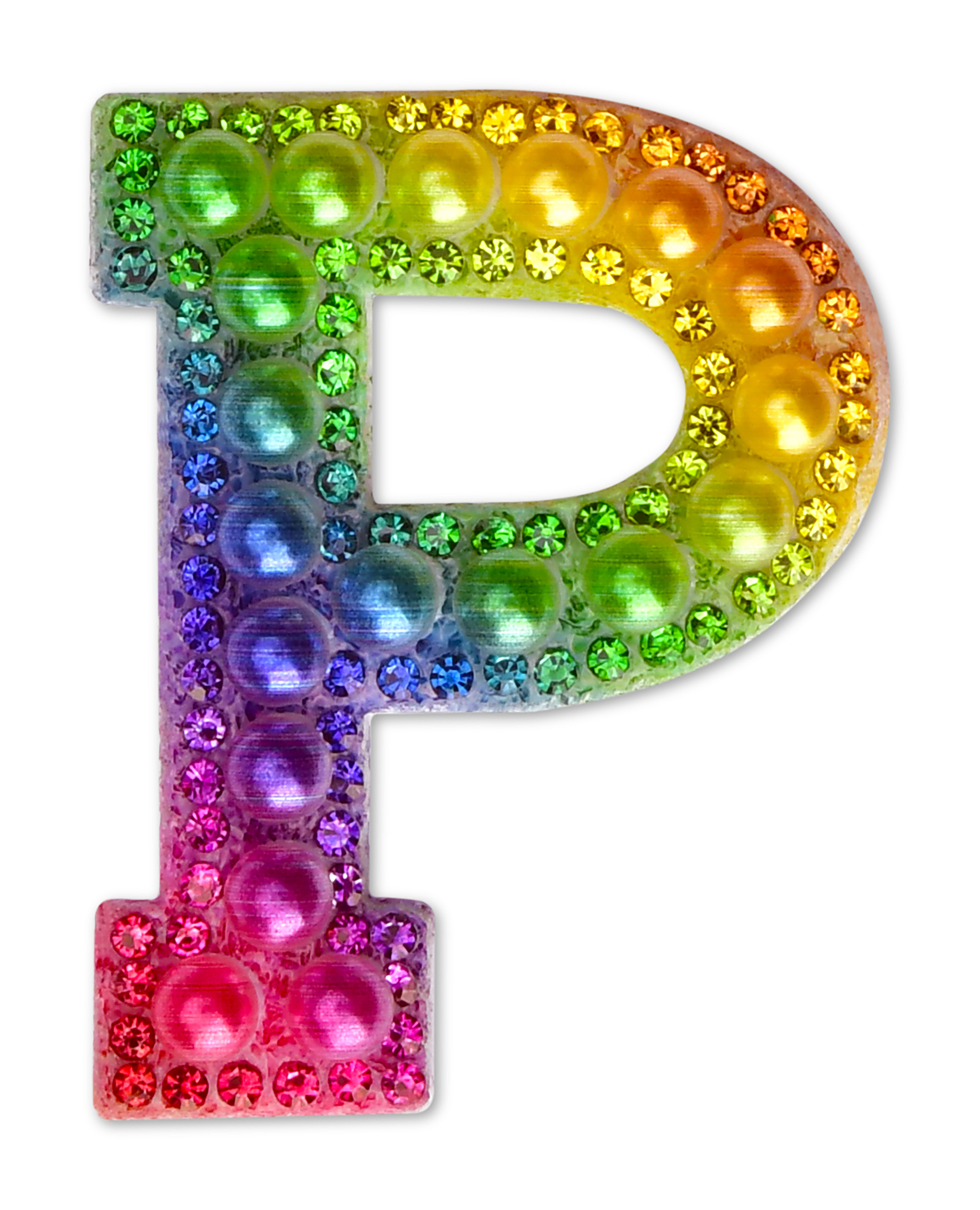 Picture of P Alphabet Rainbow Gem Iron On Patch